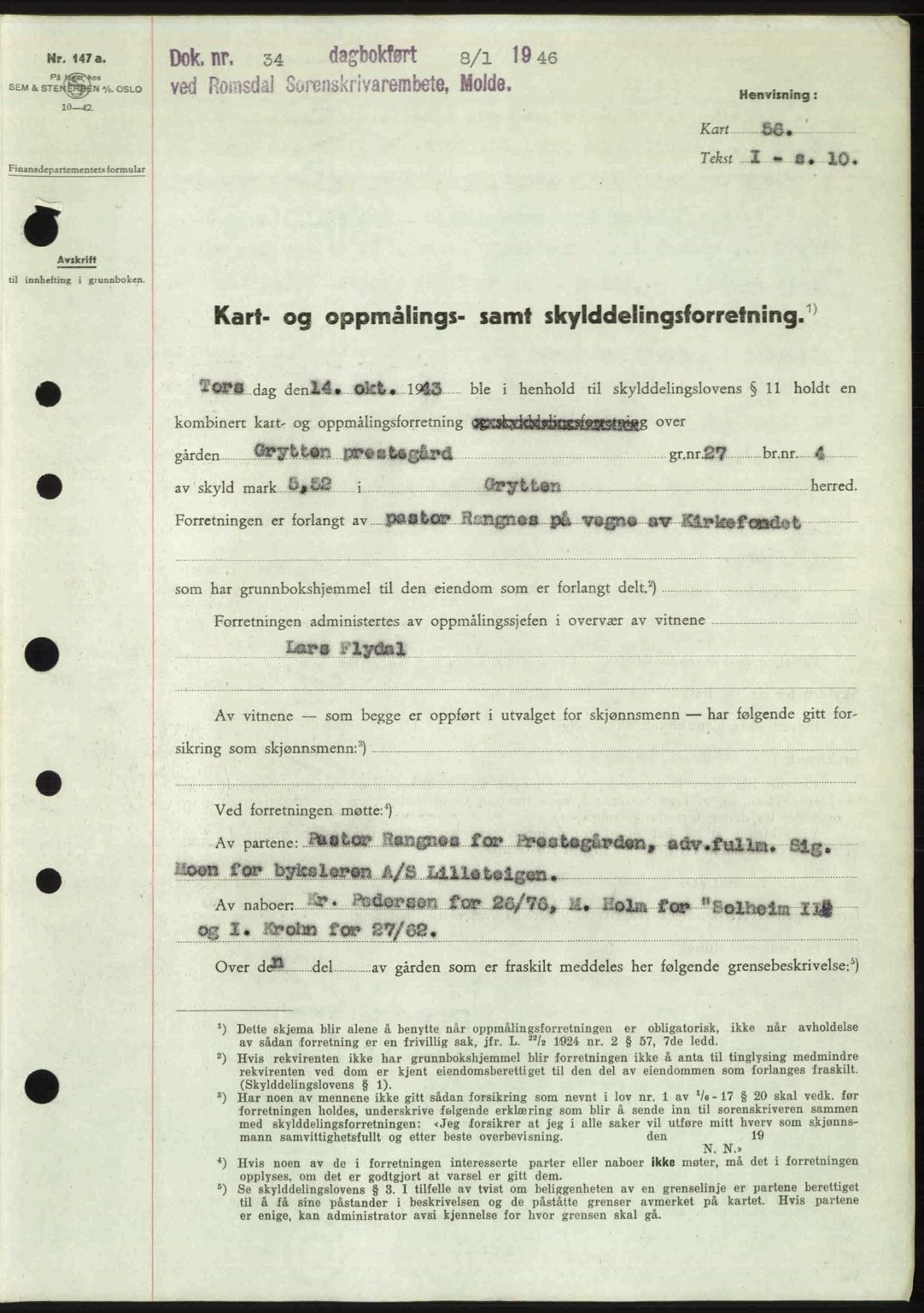 Romsdal sorenskriveri, SAT/A-4149/1/2/2C: Mortgage book no. A19, 1946-1946, Diary no: : 34/1946