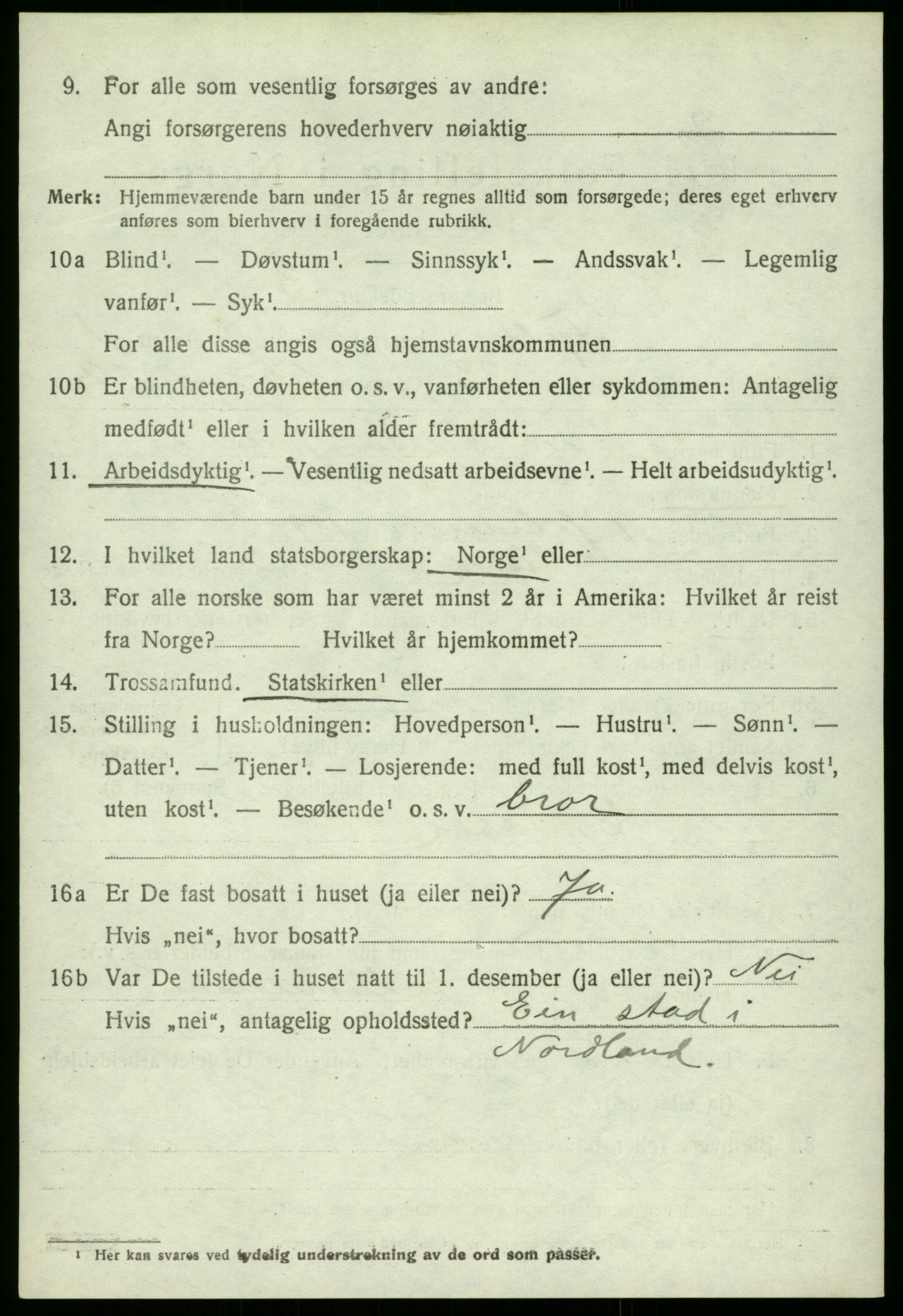 SAB, 1920 census for Fjell, 1920, p. 1881