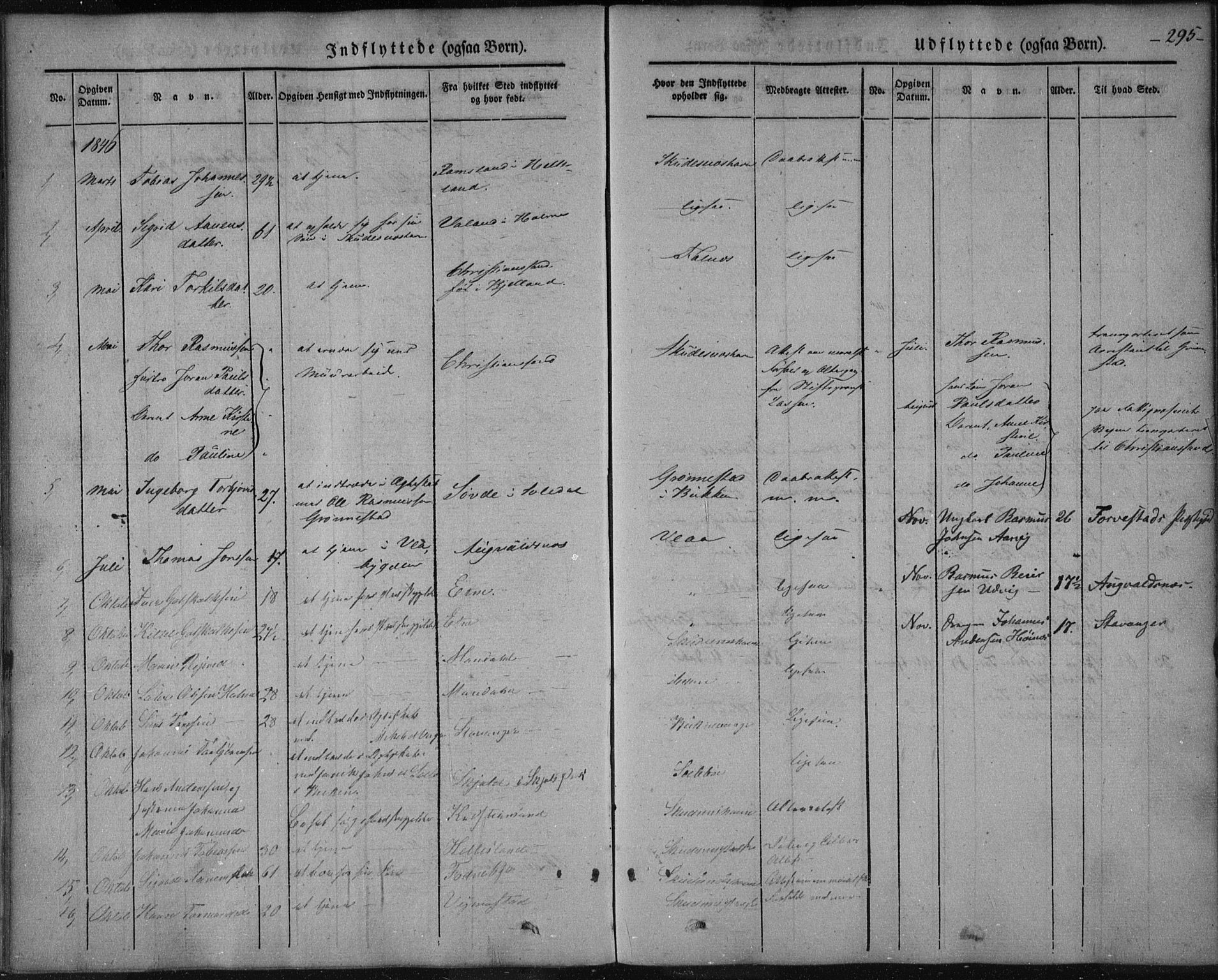 Skudenes sokneprestkontor, AV/SAST-A -101849/H/Ha/Haa/L0003: Parish register (official) no. A 2.2, 1841-1846, p. 295