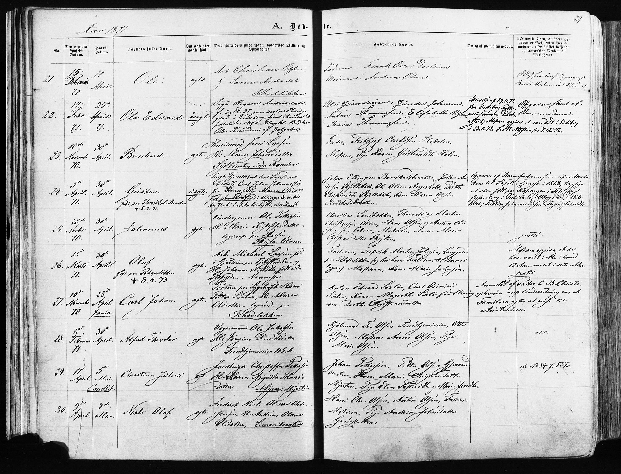Østre Aker prestekontor Kirkebøker, SAO/A-10840/F/Fa/L0003: Parish register (official) no. I 3, 1869-1875, p. 29