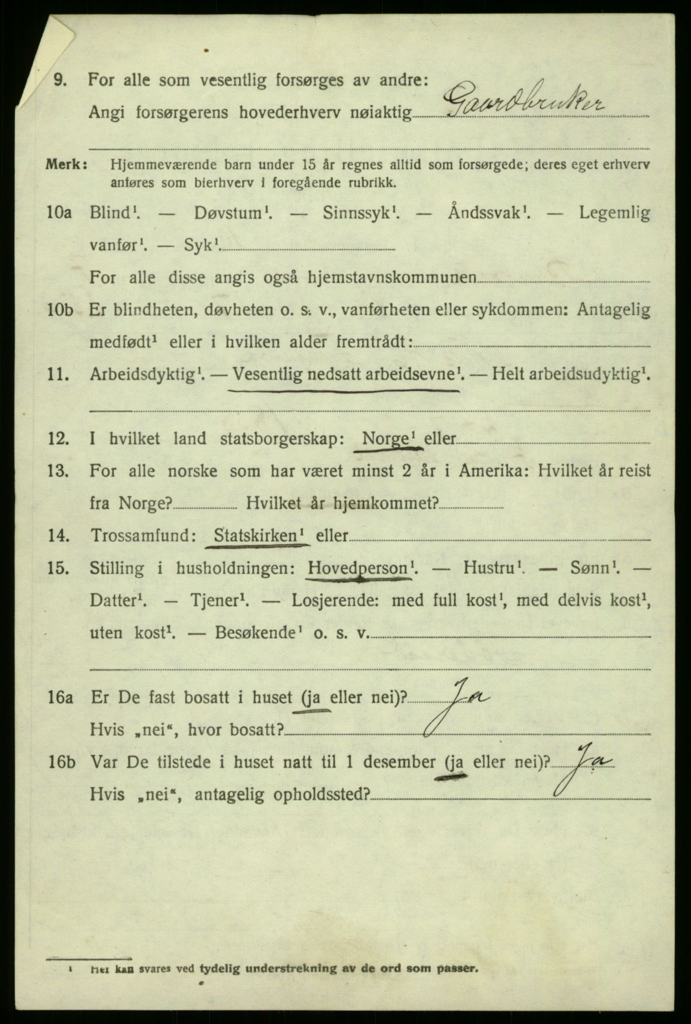 SAB, 1920 census for Bruvik, 1920, p. 5011