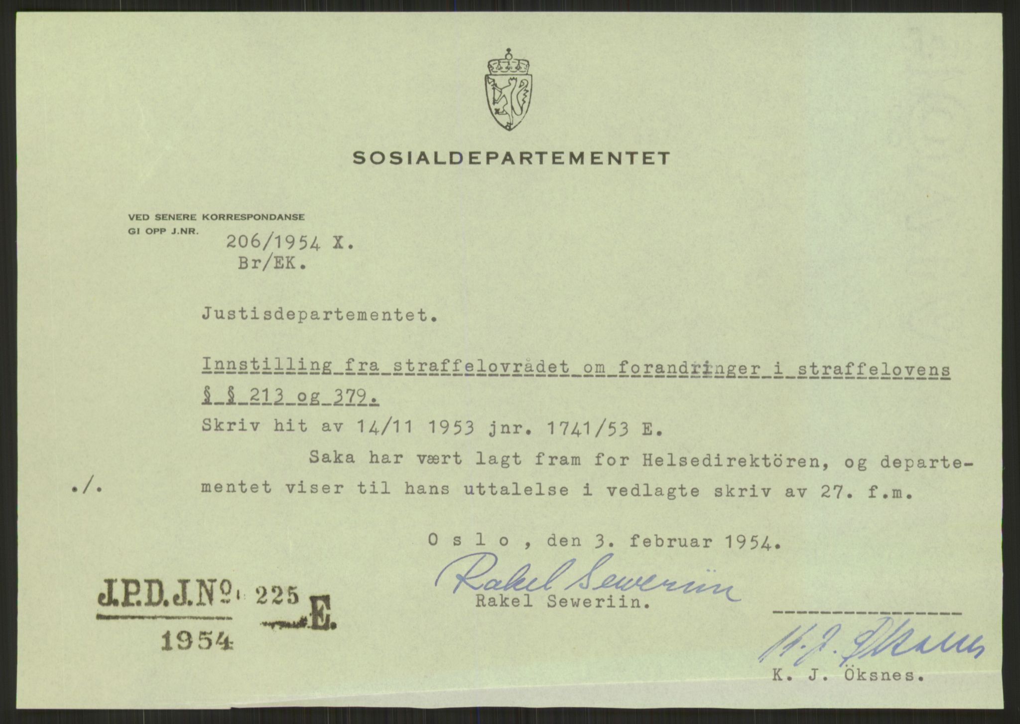 Justisdepartementet, Lovavdelingen, AV/RA-S-3212/D/De/L0028/0002: Straffeloven / Straffelovens revisjon: 5 - Ot. prp. nr.  41 - 1945: Homoseksualiet. 2 mapper, 1951-1955, p. 21