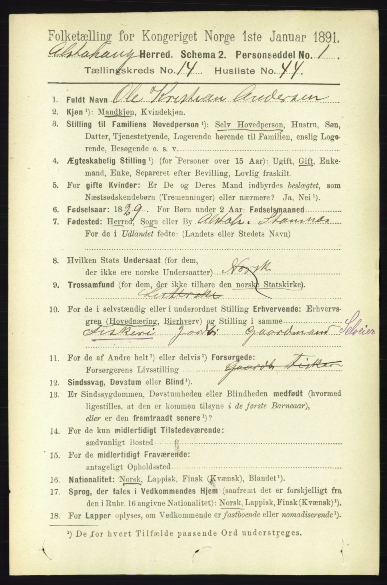 RA, 1891 census for 1820 Alstahaug, 1891, p. 5241