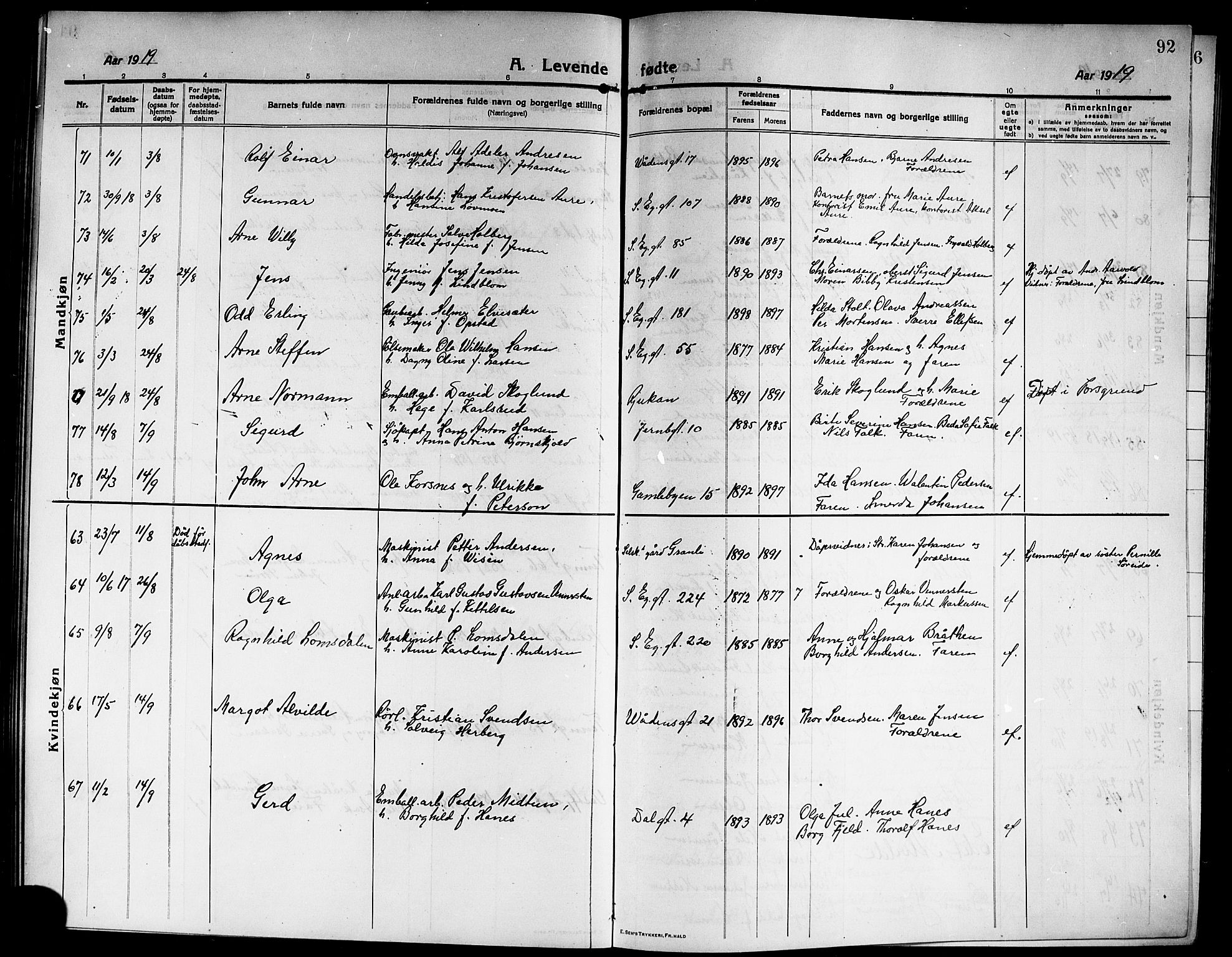 Rjukan kirkebøker, SAKO/A-294/G/Ga/L0002: Parish register (copy) no. 2, 1913-1920, p. 92