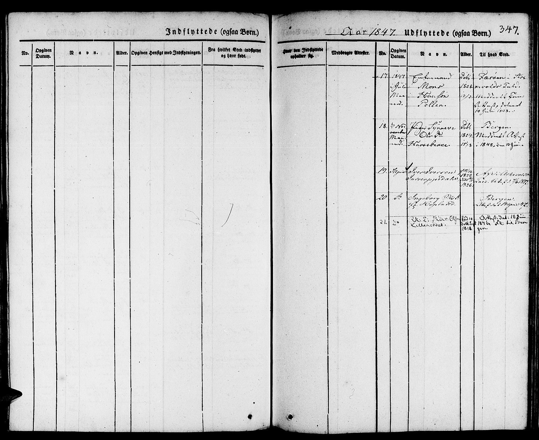 Gulen sokneprestembete, SAB/A-80201/H/Haa/Haaa/L0020: Parish register (official) no. A 20, 1837-1847, p. 347