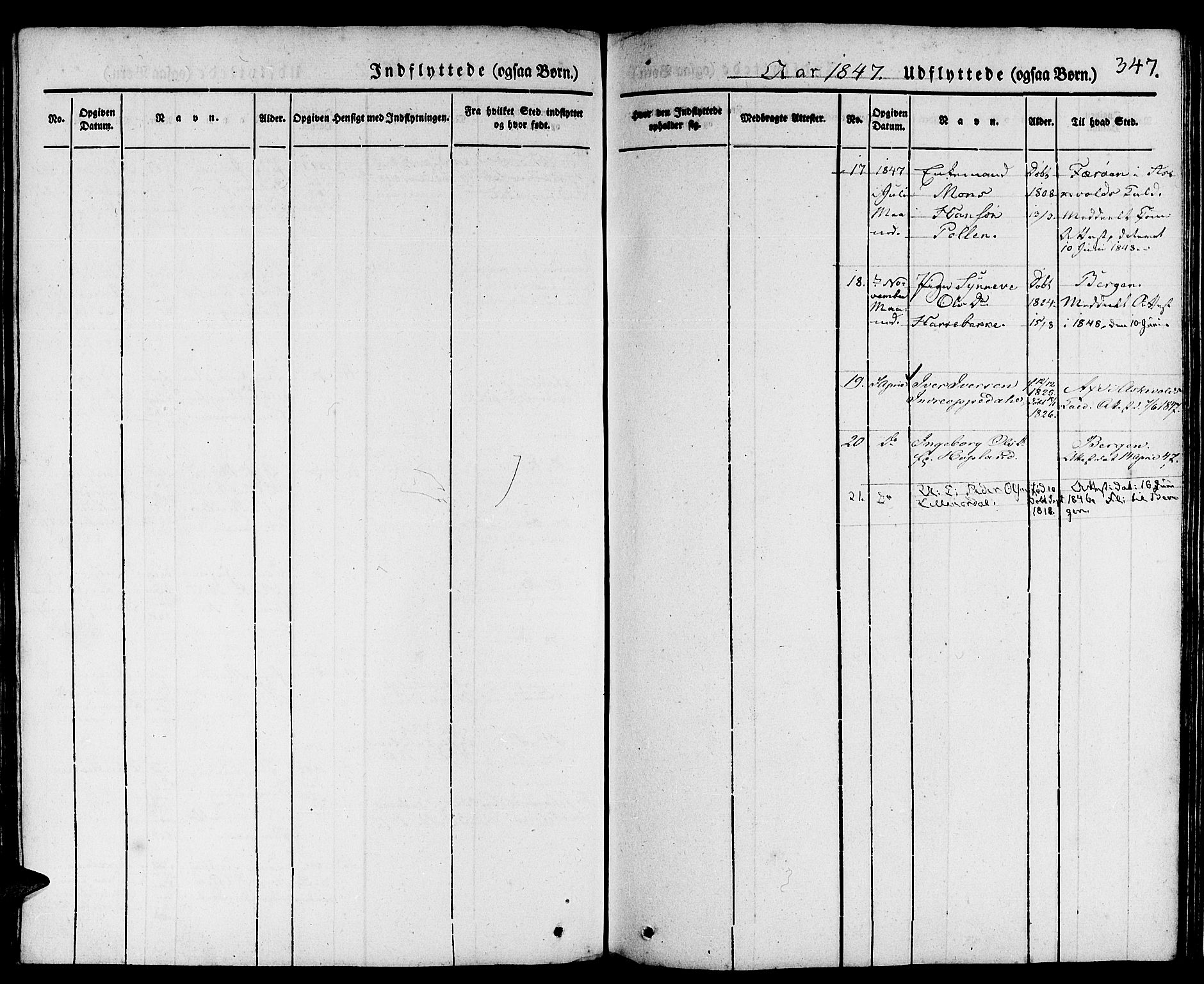 Gulen sokneprestembete, AV/SAB-A-80201/H/Haa/Haaa/L0020: Parish register (official) no. A 20, 1837-1847, p. 347