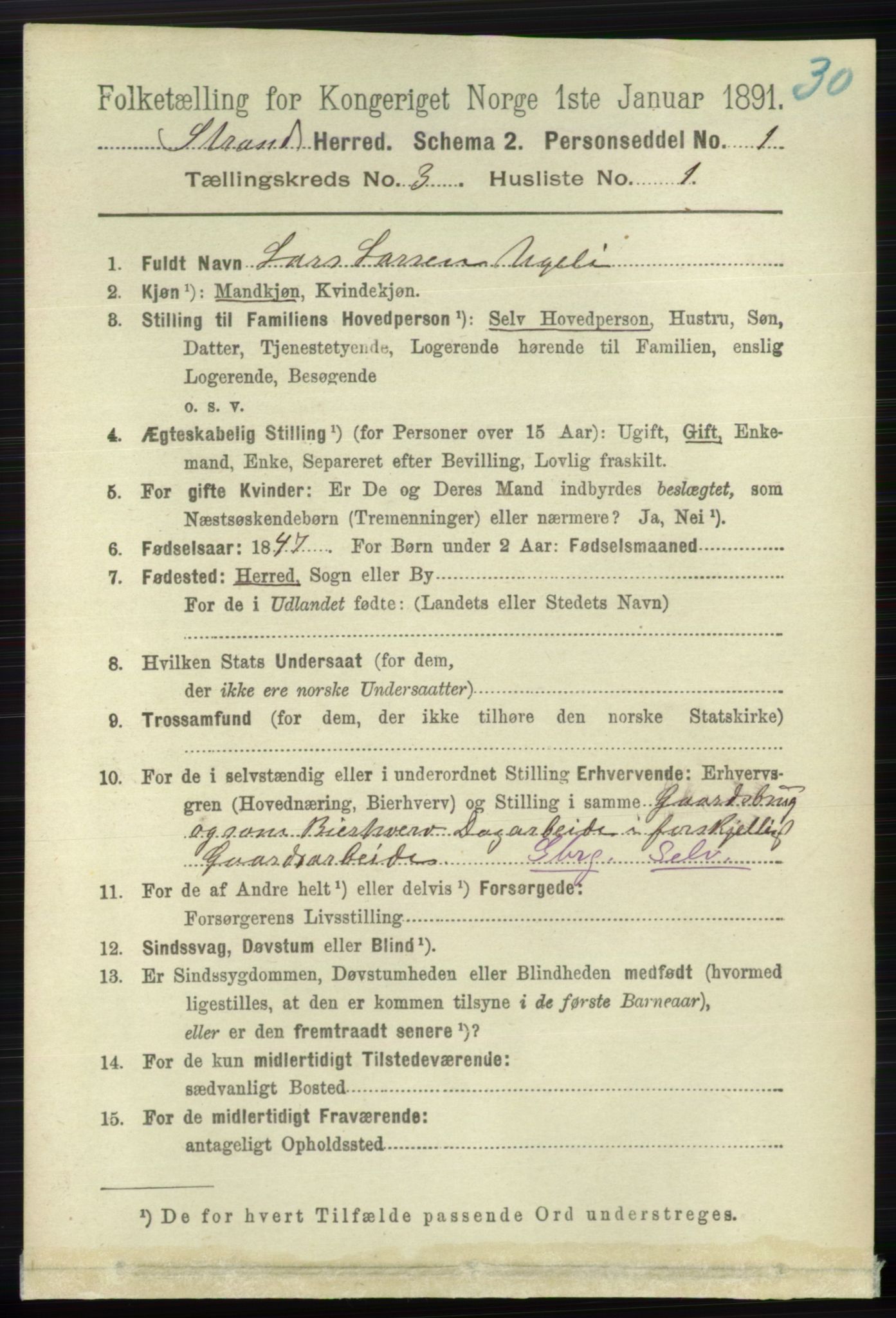 RA, 1891 census for 1130 Strand, 1891, p. 736