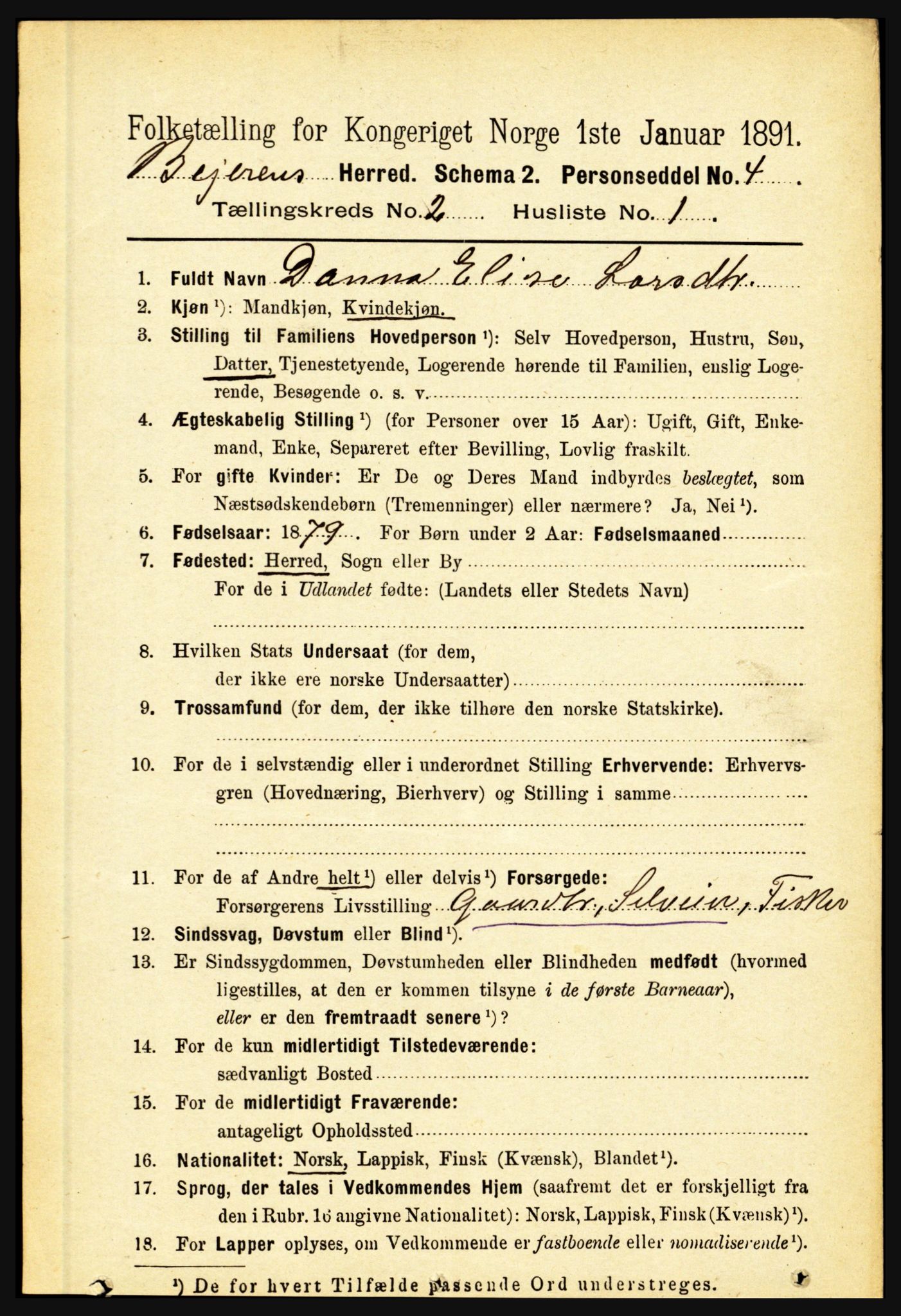 RA, 1891 census for 1839 Beiarn, 1891, p. 388