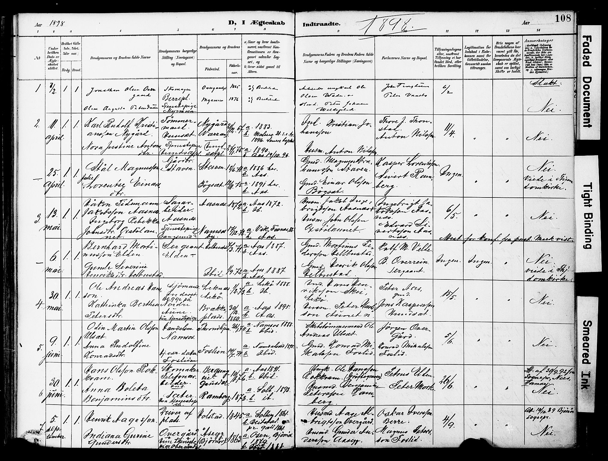 Ministerialprotokoller, klokkerbøker og fødselsregistre - Nord-Trøndelag, SAT/A-1458/742/L0409: Parish register (official) no. 742A02, 1891-1905, p. 108