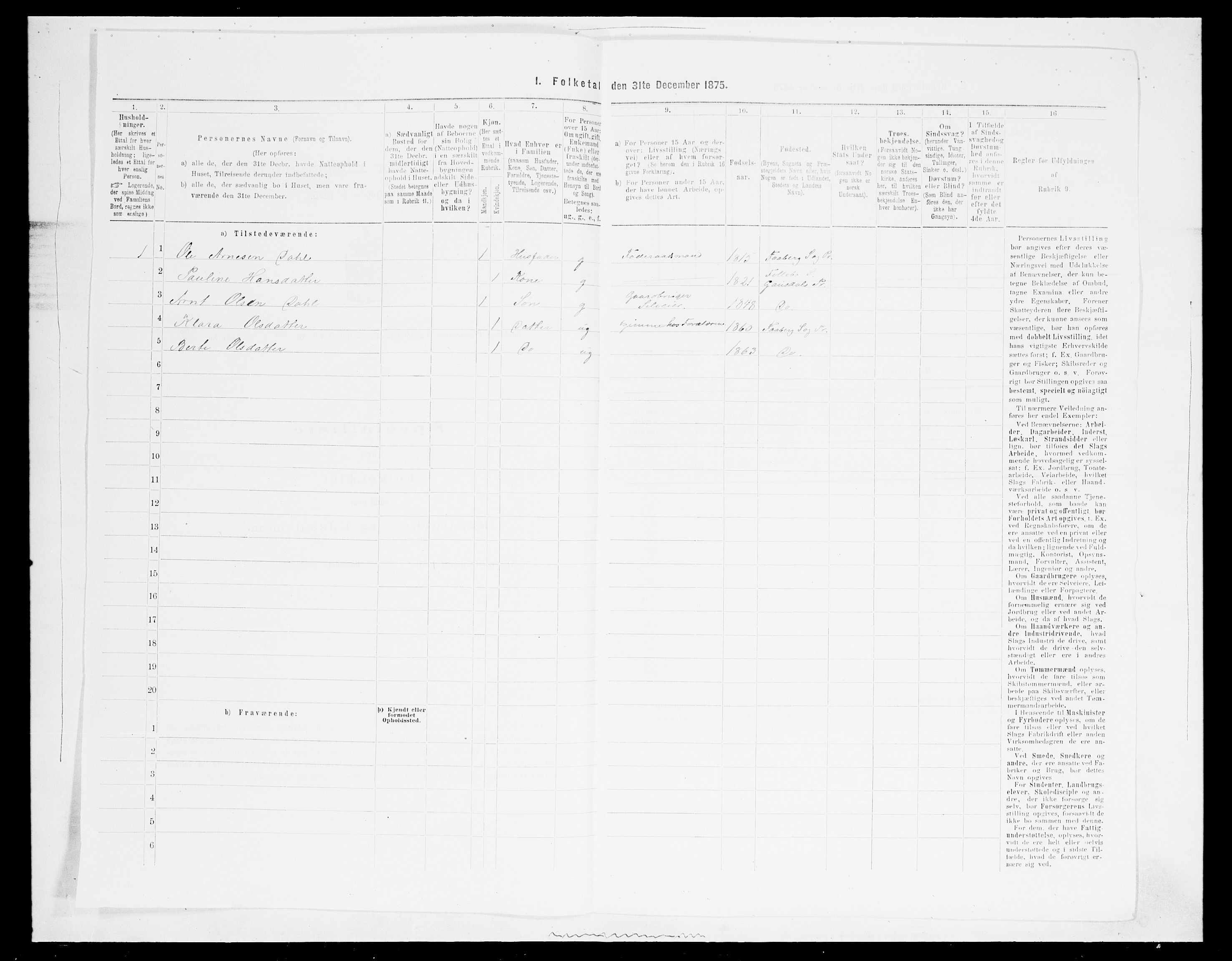 SAH, 1875 census for 0524L Fåberg/Fåberg og Lillehammer, 1875, p. 1261