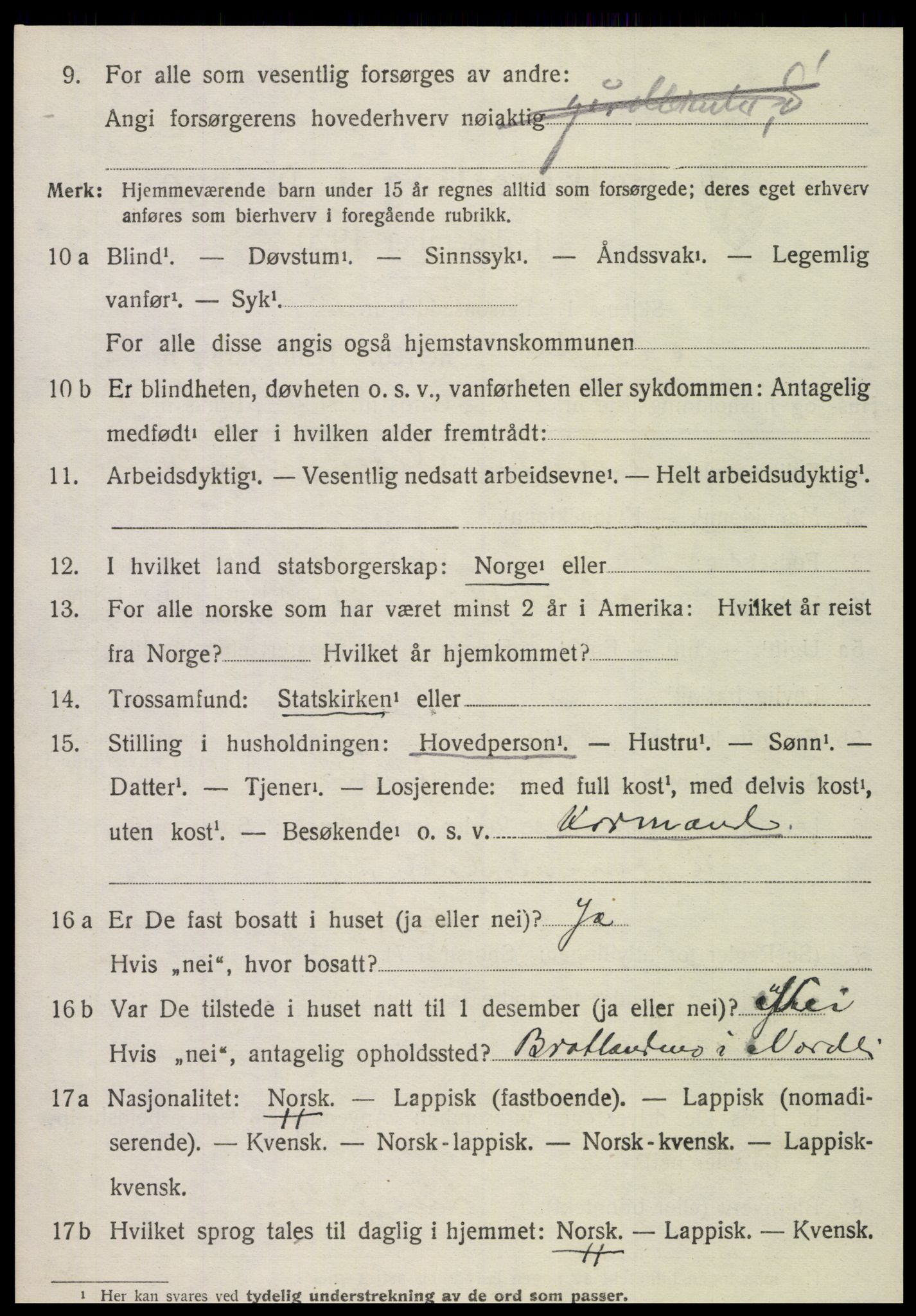 SAT, 1920 census for Nordli, 1920, p. 962