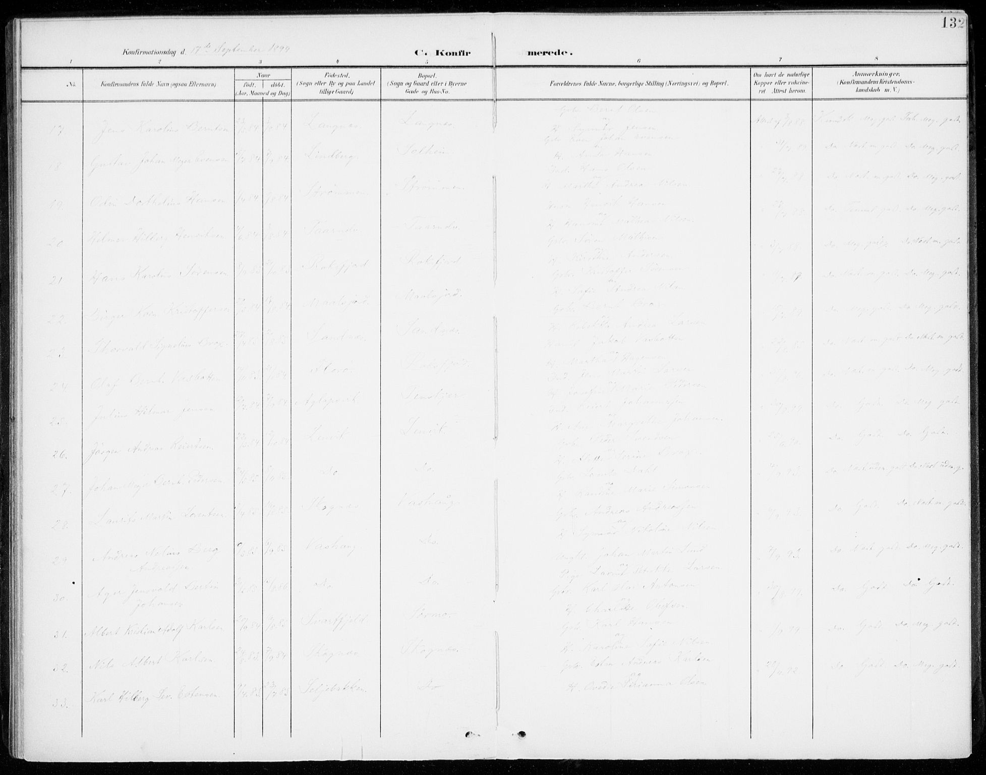 Lenvik sokneprestembete, AV/SATØ-S-1310/H/Ha/Haa/L0014kirke: Parish register (official) no. 14, 1899-1909, p. 132