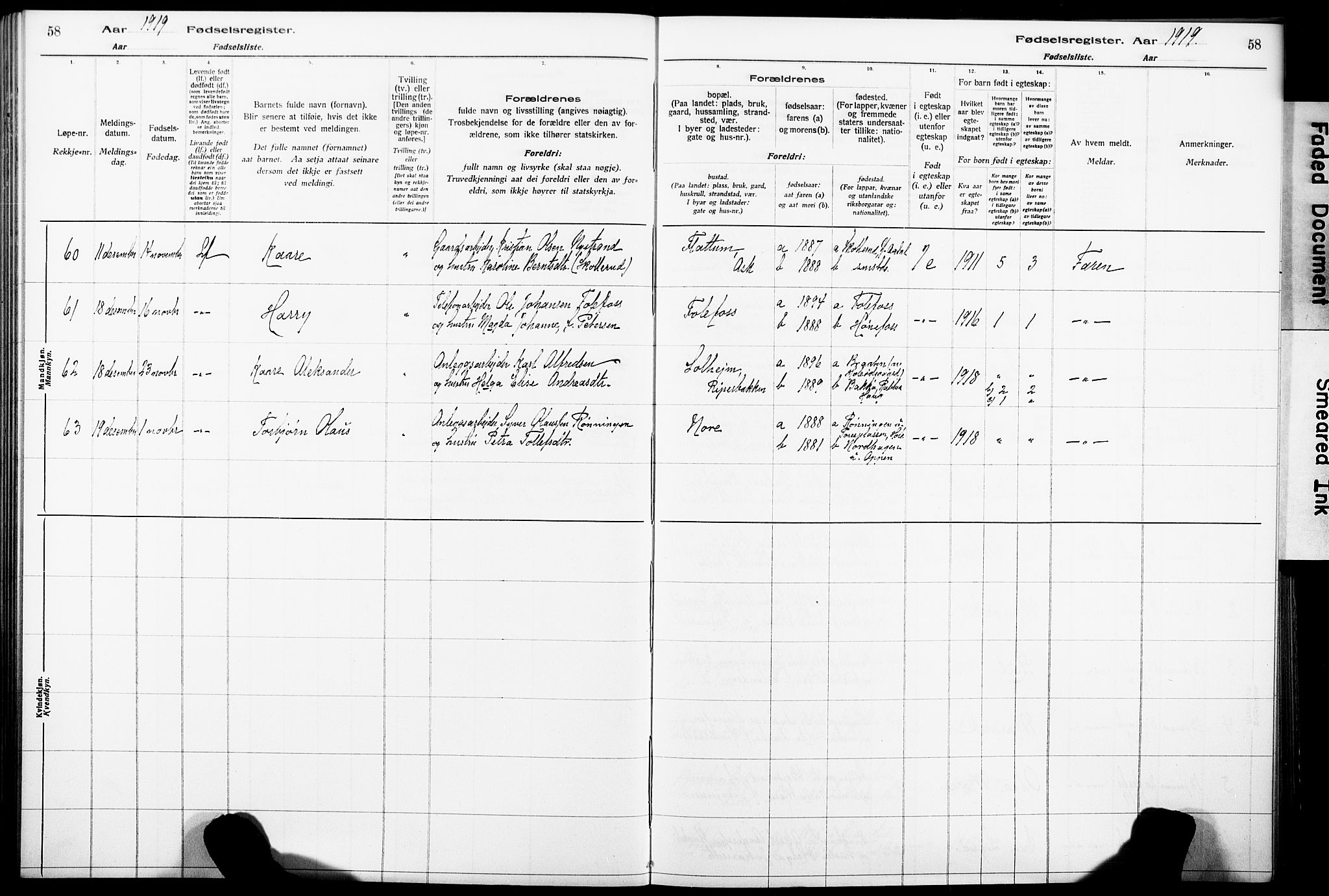 Norderhov kirkebøker, SAKO/A-237/J/Ja/L0001: Birth register no. 1, 1916-1930, p. 58