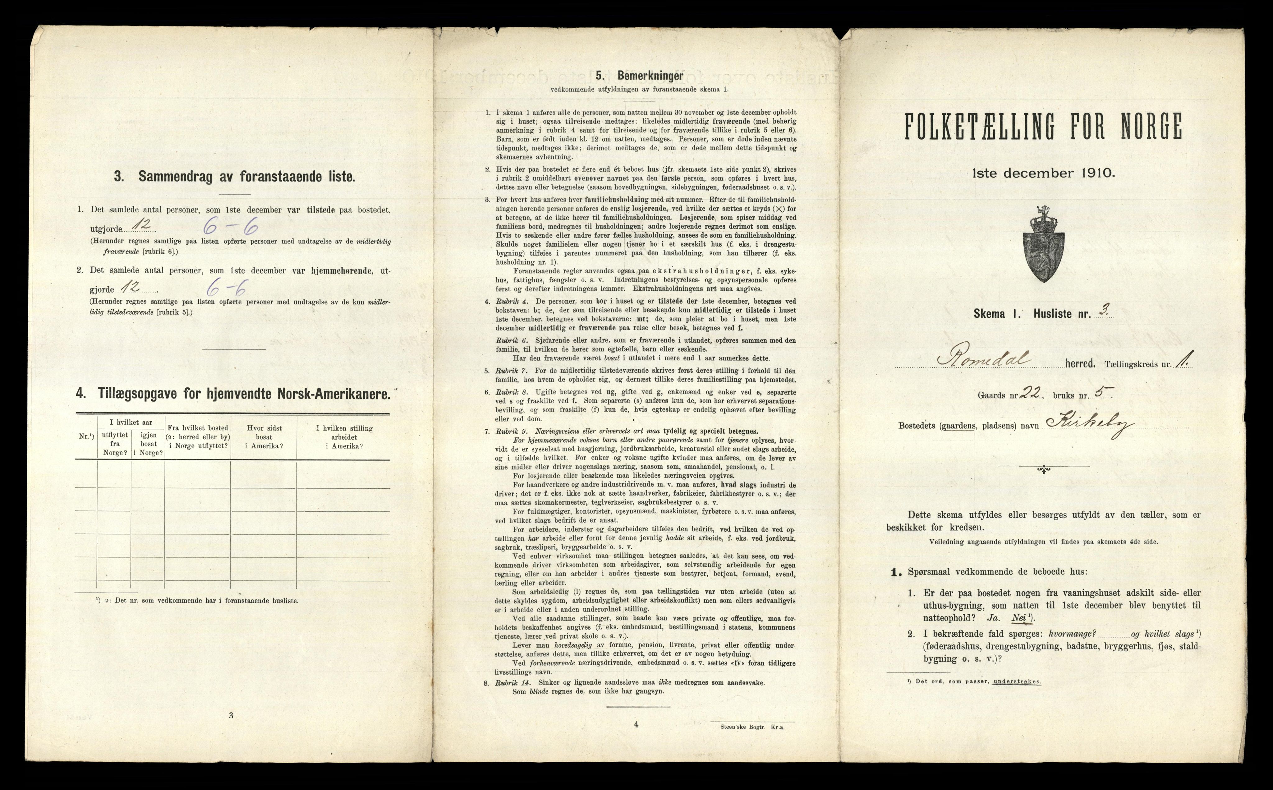 RA, 1910 census for Romedal, 1910, p. 55