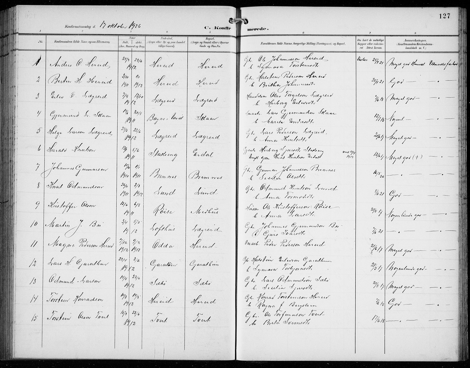Ullensvang sokneprestembete, SAB/A-78701/H/Hab: Parish register (copy) no. C  3, 1899-1932, p. 127