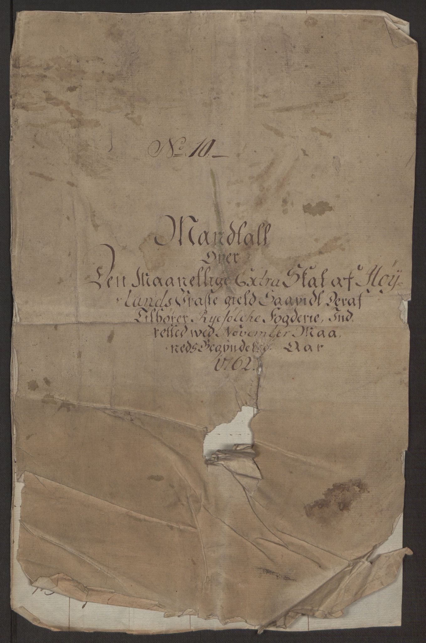 Rentekammeret inntil 1814, Reviderte regnskaper, Hovedkasseregnskaper, RA/EA-4065/Rf/L0072b: Ekstraskatteregnskap, 1762, p. 482
