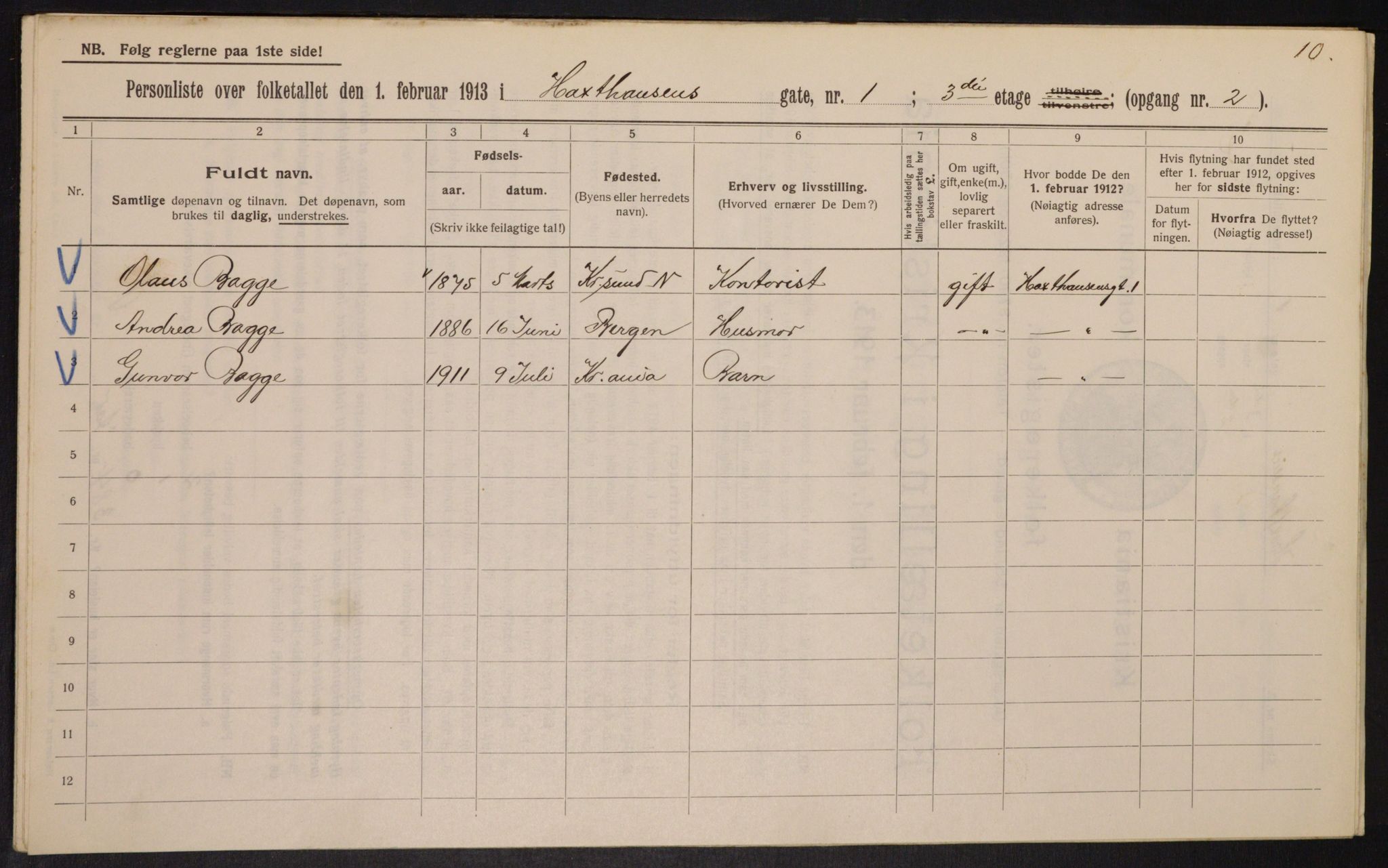 OBA, Municipal Census 1913 for Kristiania, 1913, p. 35590