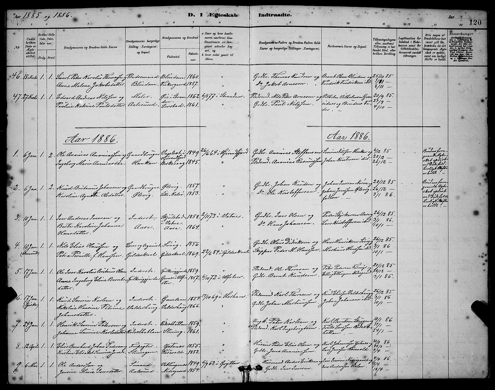 Ministerialprotokoller, klokkerbøker og fødselsregistre - Møre og Romsdal, SAT/A-1454/528/L0430: Parish register (copy) no. 528C11, 1884-1899, p. 120