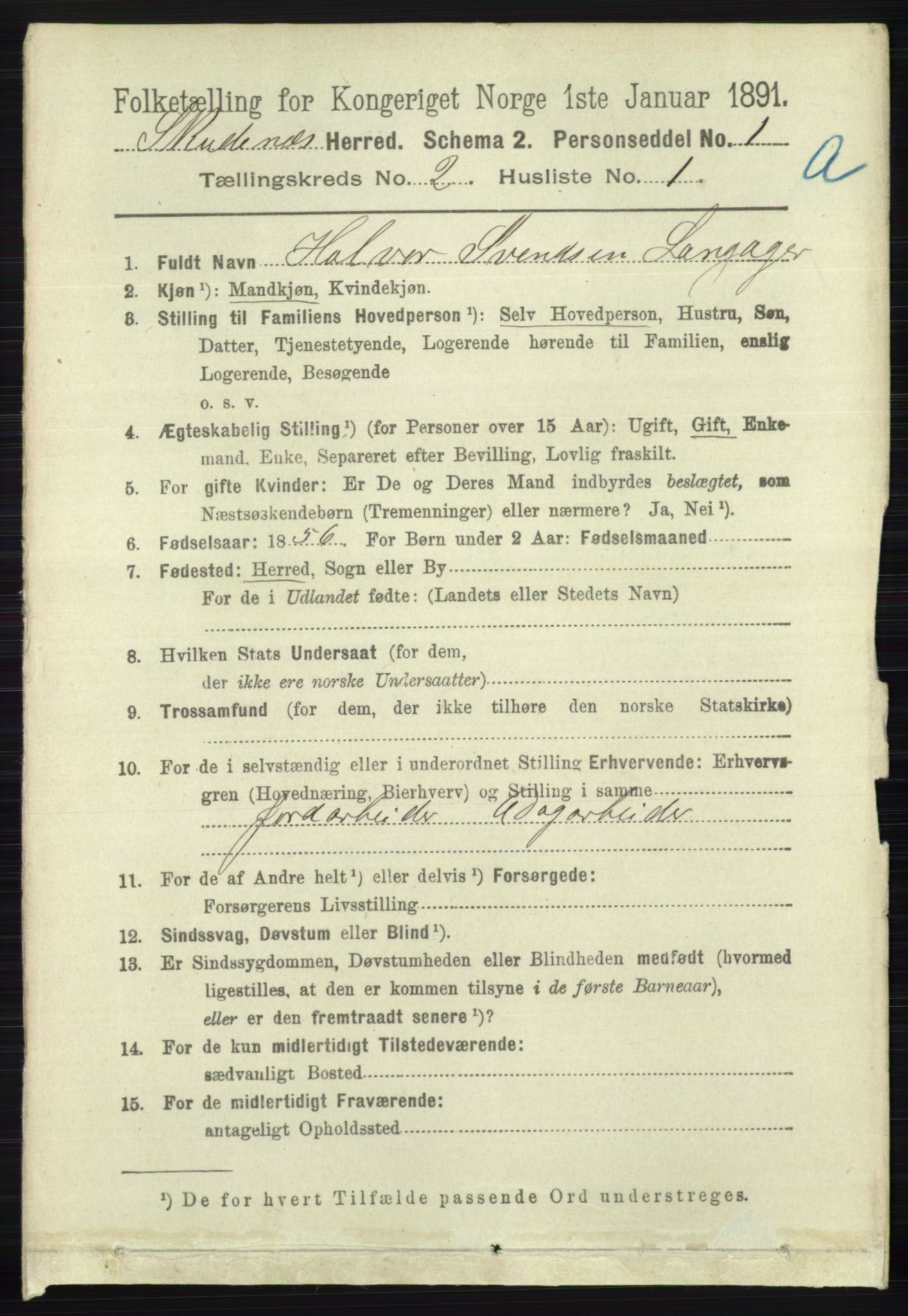 RA, 1891 census for 1150 Skudenes, 1891, p. 679