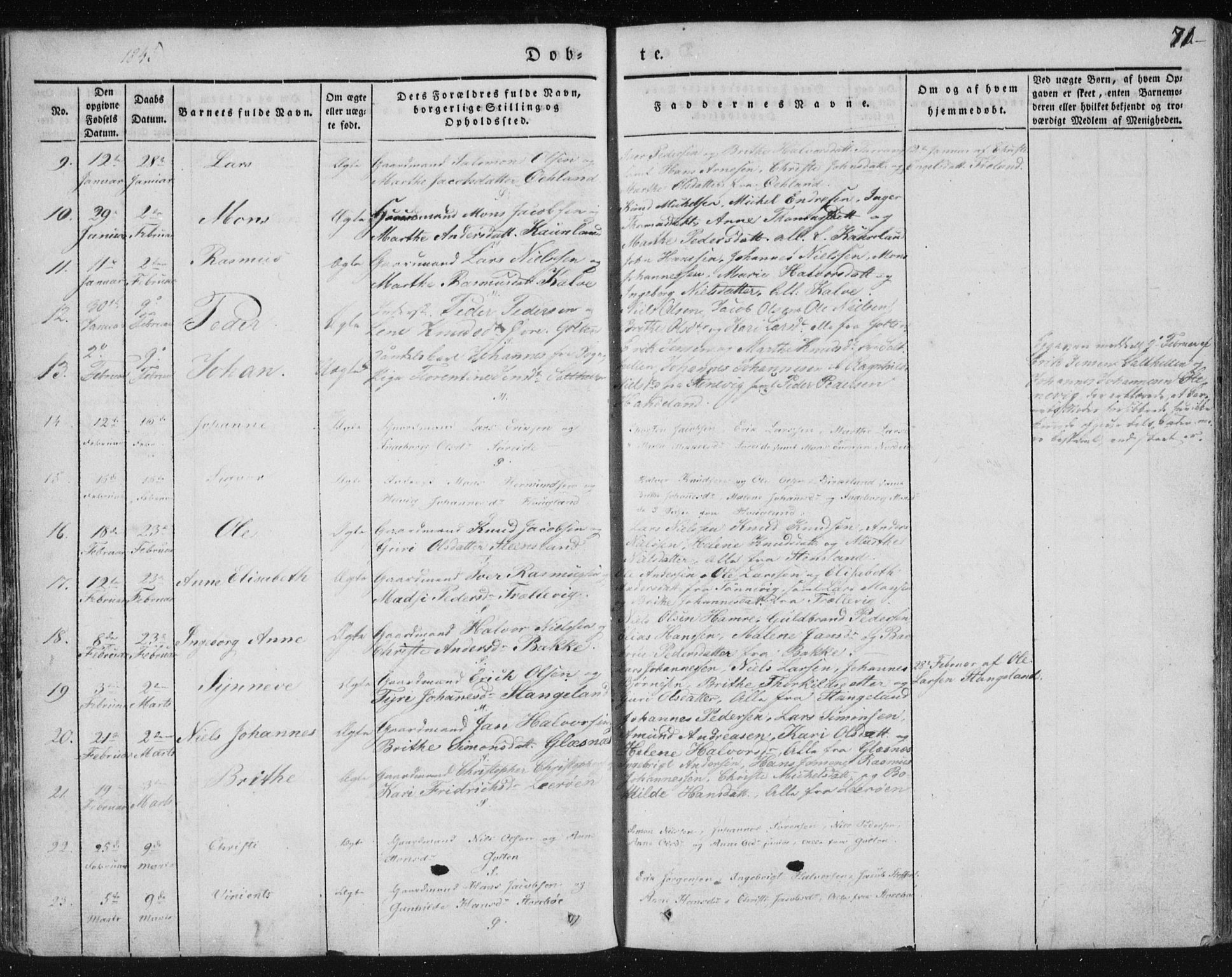 Sund sokneprestembete, AV/SAB-A-99930: Parish register (official) no. A 13, 1835-1849, p. 71