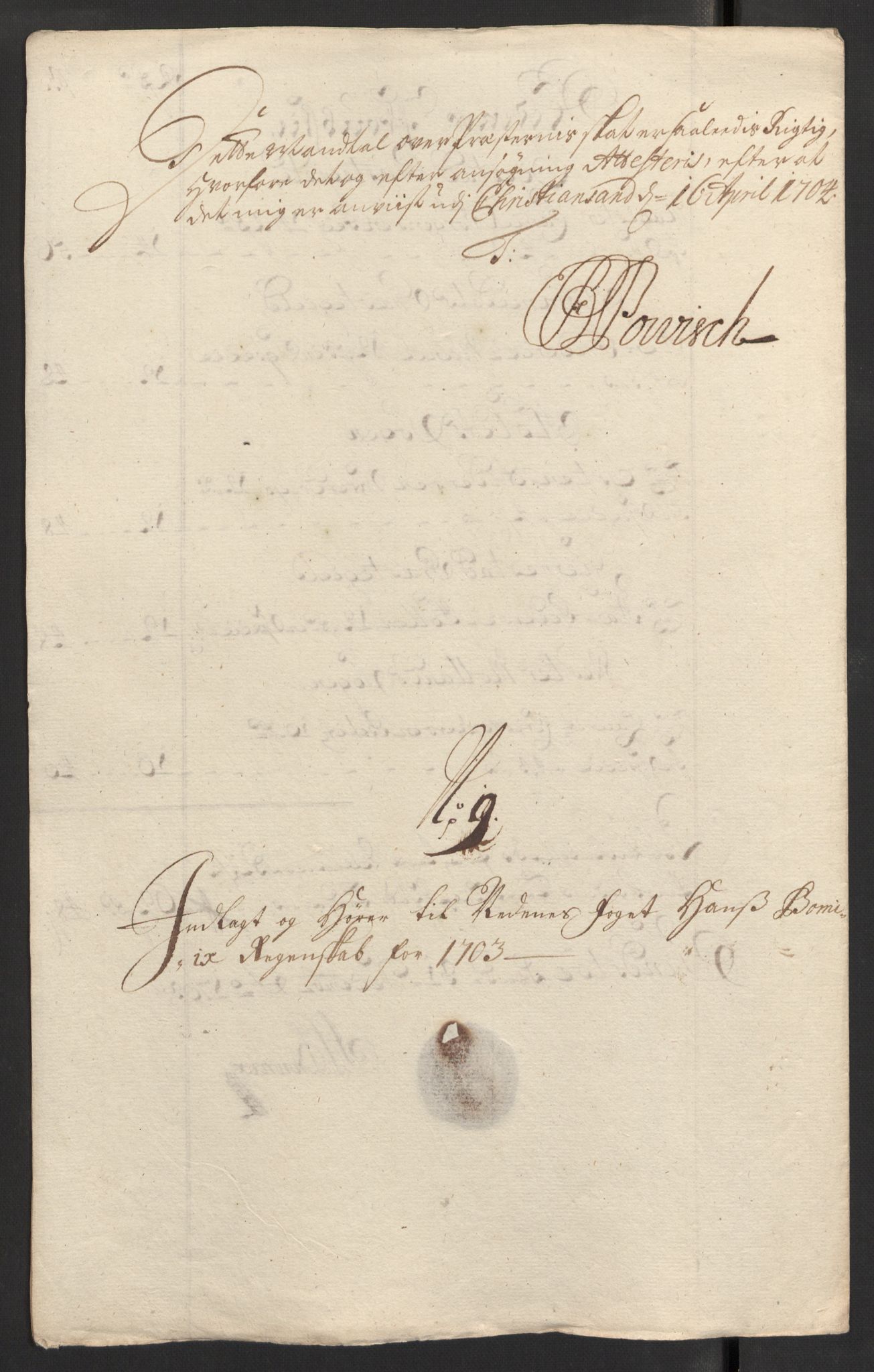 Rentekammeret inntil 1814, Reviderte regnskaper, Fogderegnskap, AV/RA-EA-4092/R39/L2316: Fogderegnskap Nedenes, 1702-1703, p. 215