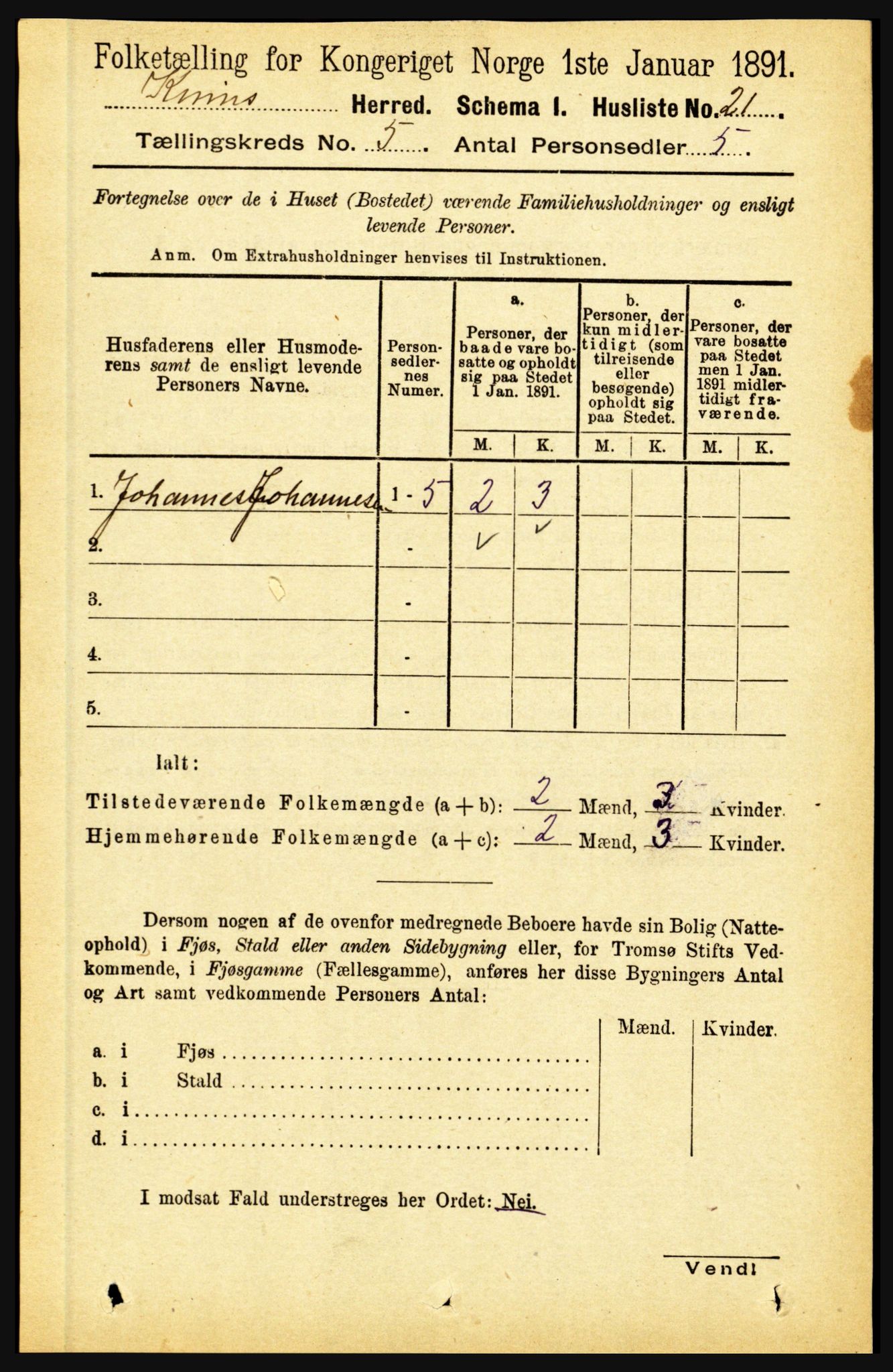 RA, 1891 census for 1437 Kinn, 1891, p. 1760