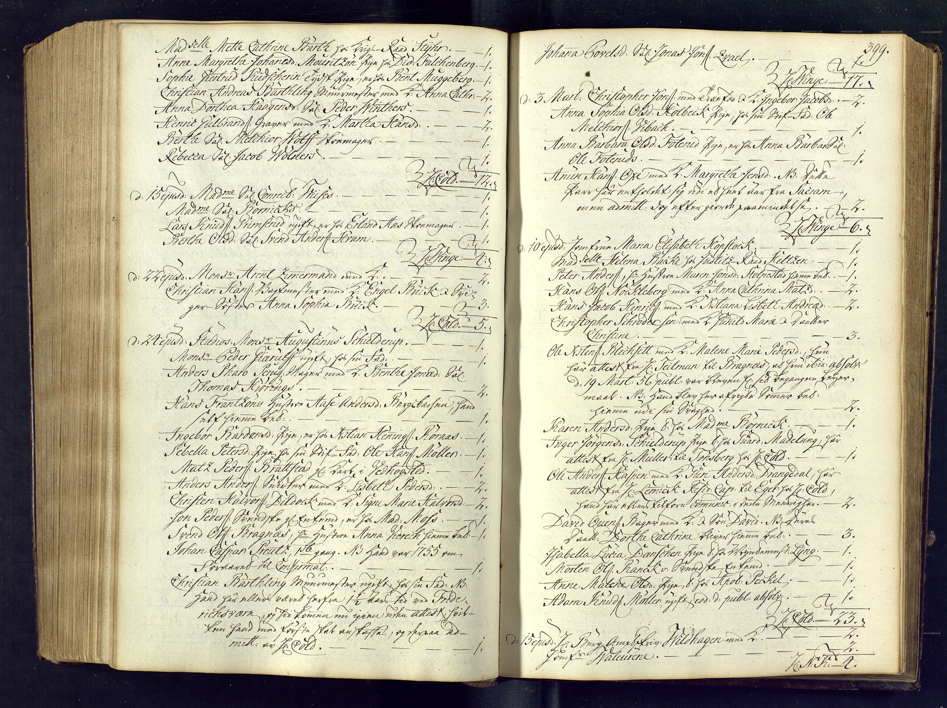 Kongsberg kirkebøker, SAKO/A-22/M/Ma/L0005: Communicants register no. 5, 1755-1761, p. 399