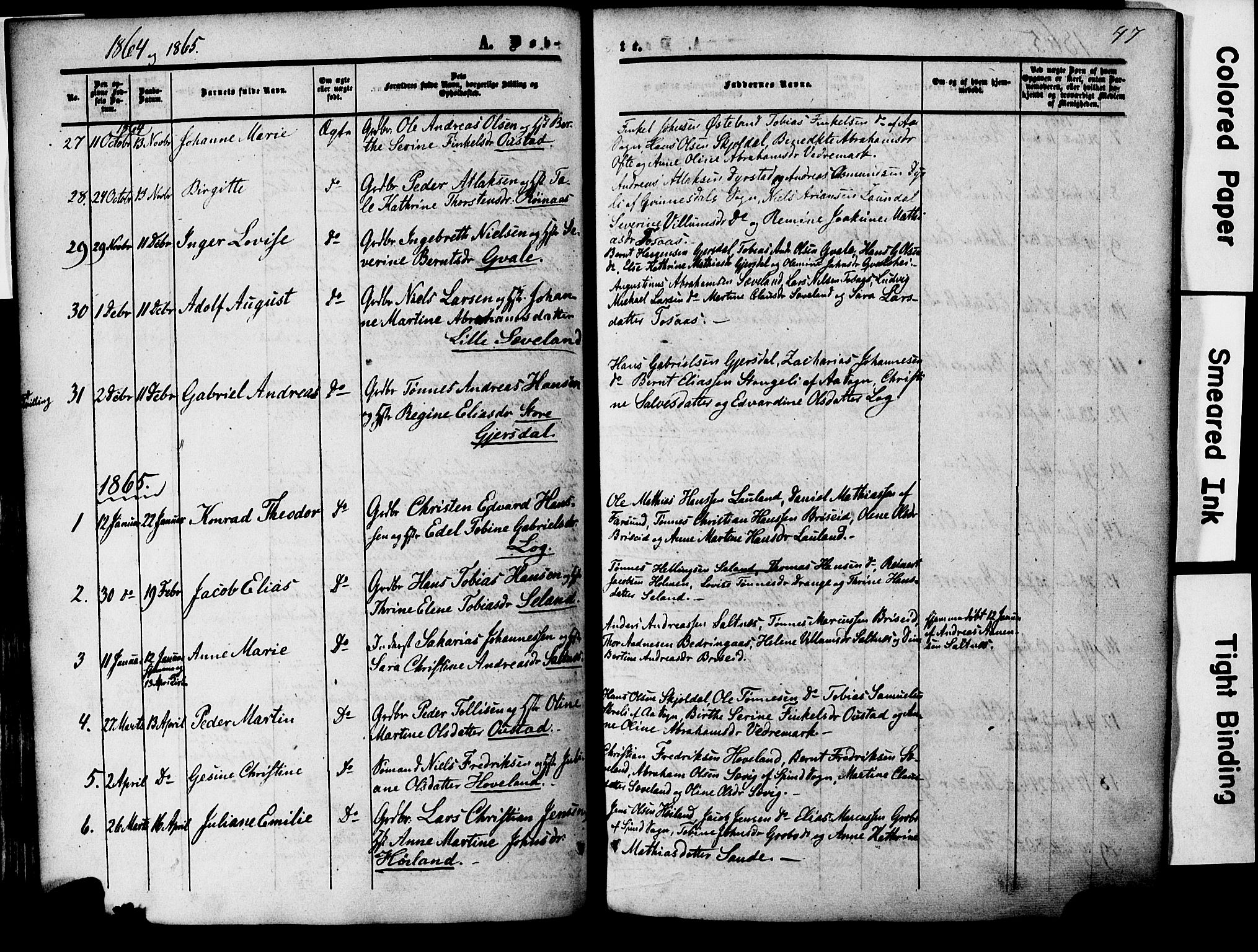 Herad sokneprestkontor, AV/SAK-1111-0018/F/Fa/Faa/L0005: Parish register (official) no. A 5, 1853-1886, p. 47