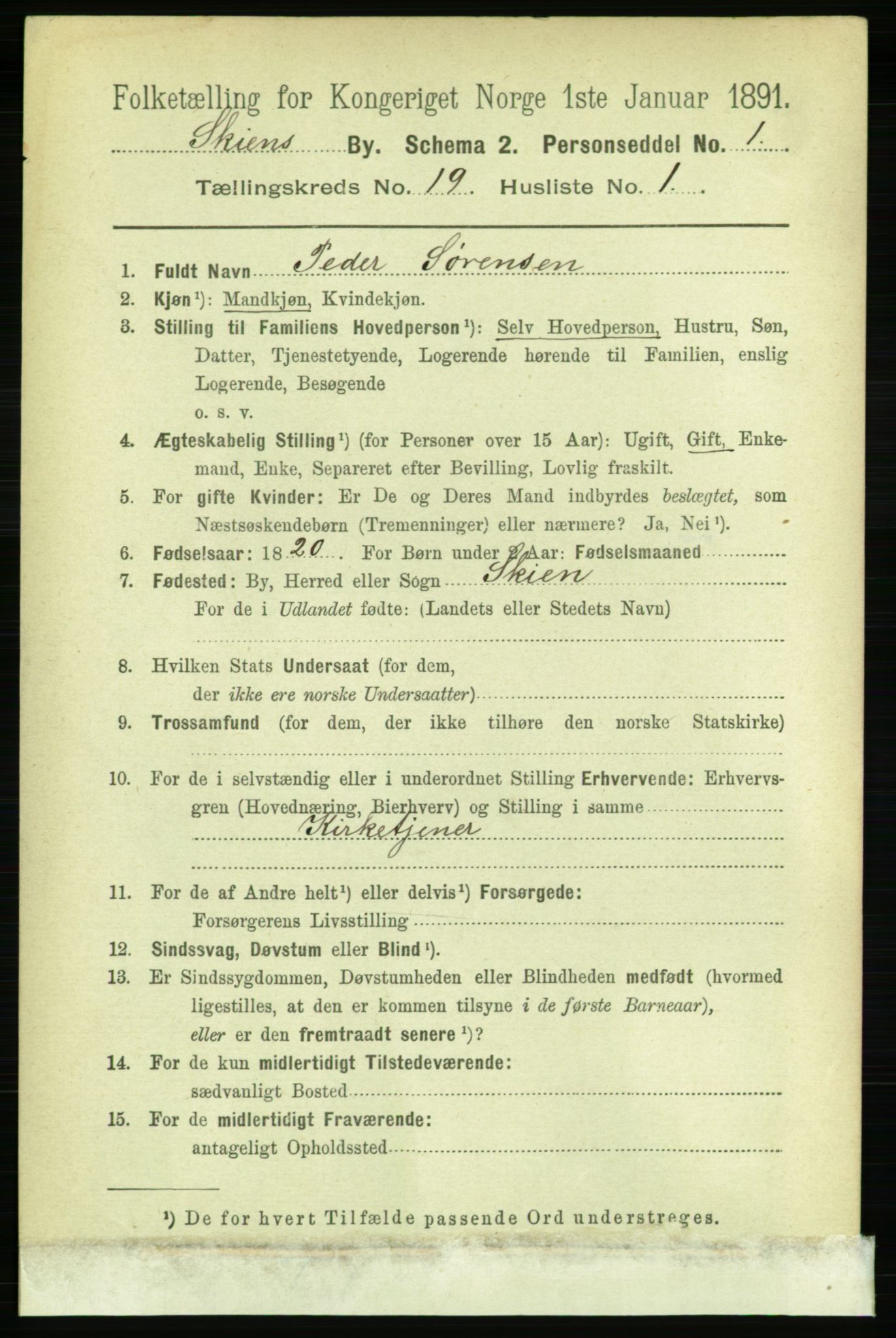 RA, 1891 census for 0806 Skien, 1891, p. 5062