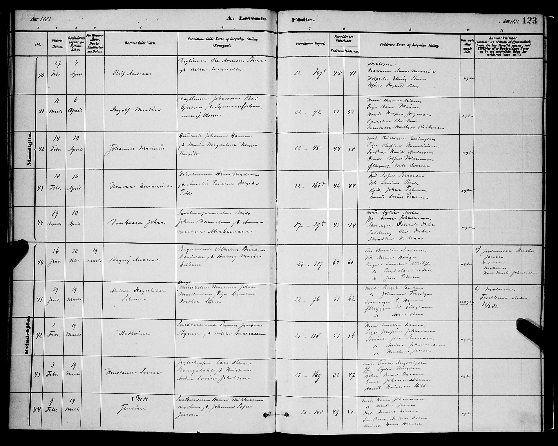 Korskirken sokneprestembete, SAB/A-76101/H/Hab: Parish register (copy) no. B 8, 1878-1887, p. 123