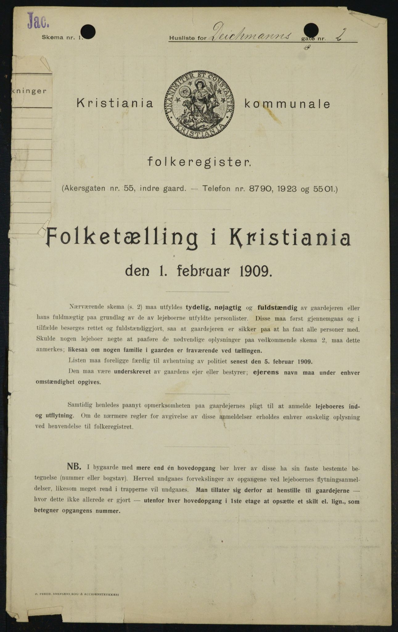 OBA, Municipal Census 1909 for Kristiania, 1909, p. 14061