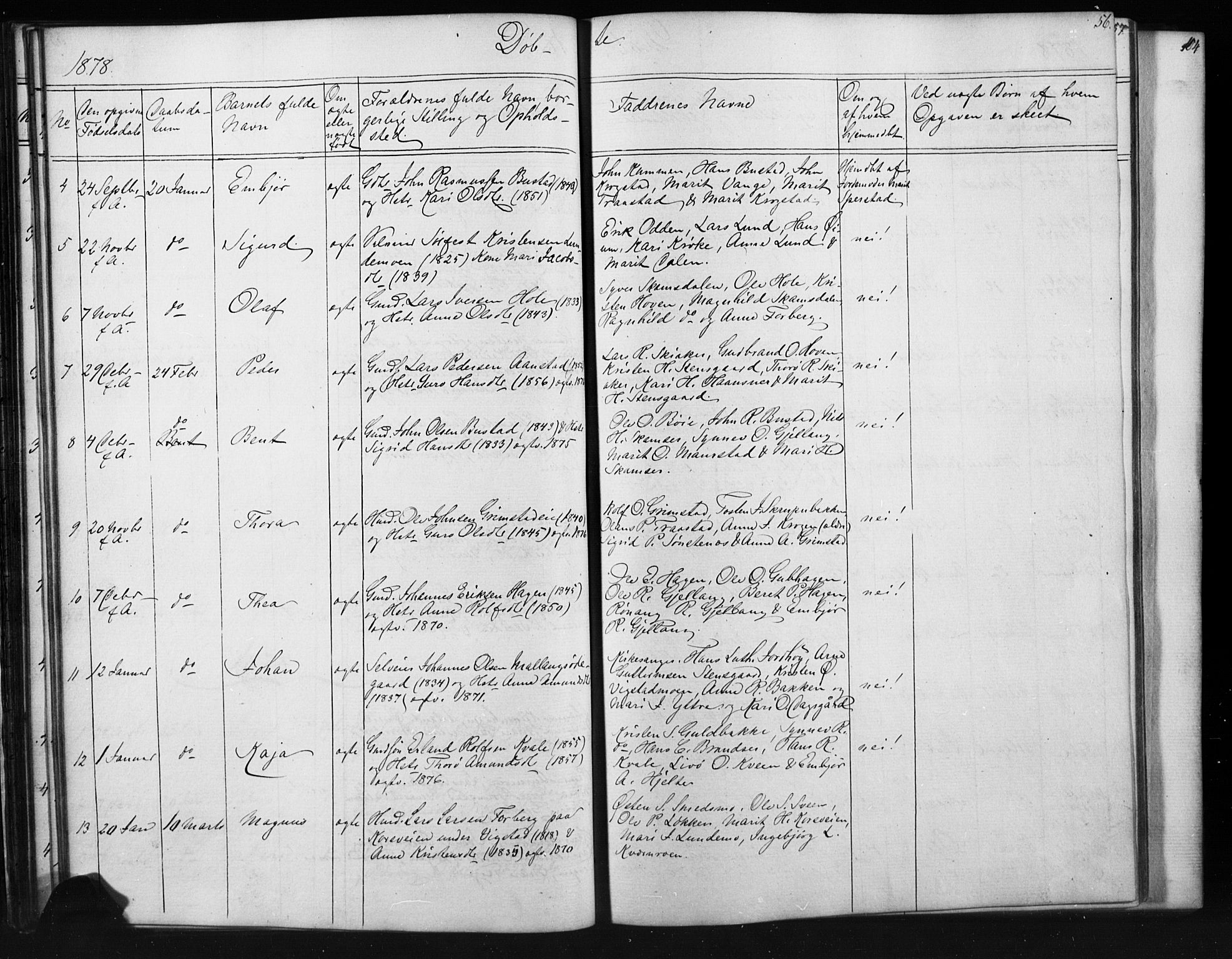 Skjåk prestekontor, SAH/PREST-072/H/Ha/Hab/L0001: Parish register (copy) no. 1, 1865-1893, p. 56