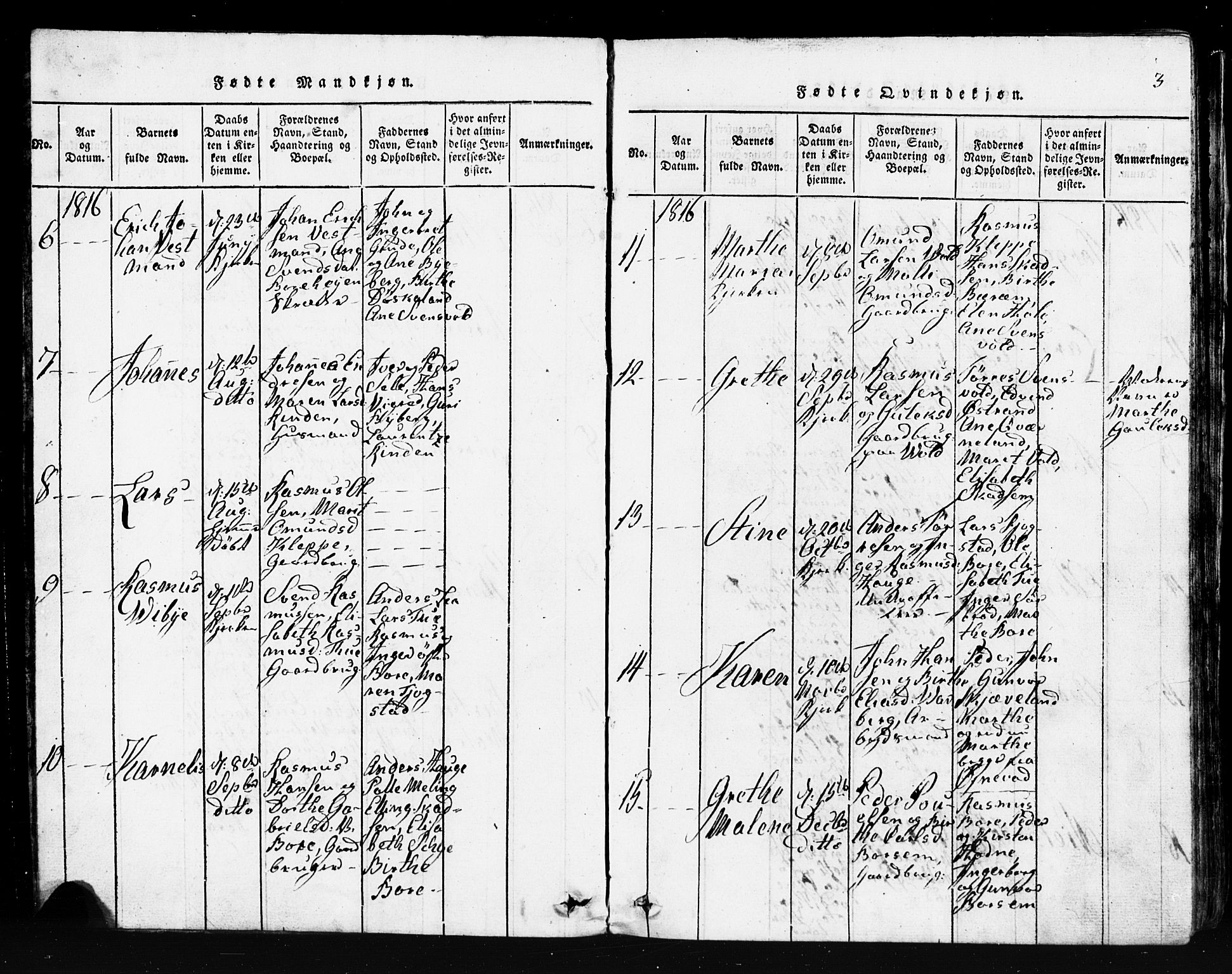 Klepp sokneprestkontor, AV/SAST-A-101803/001/3/30BB/L0001: Parish register (copy) no.  B 1, 1816-1859, p. 3