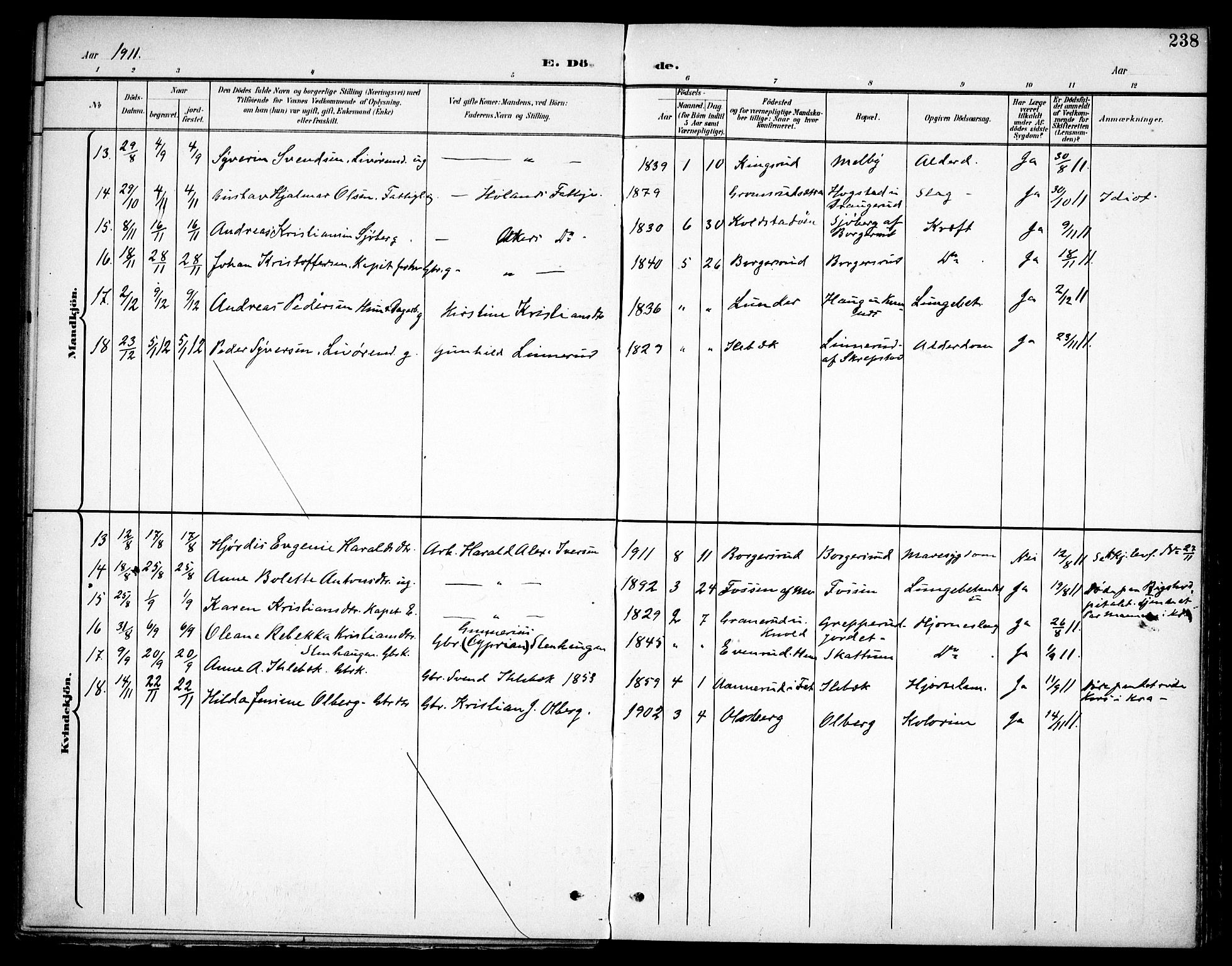 Høland prestekontor Kirkebøker, SAO/A-10346a/F/Fa/L0015: Parish register (official) no. I 15, 1897-1912, p. 238
