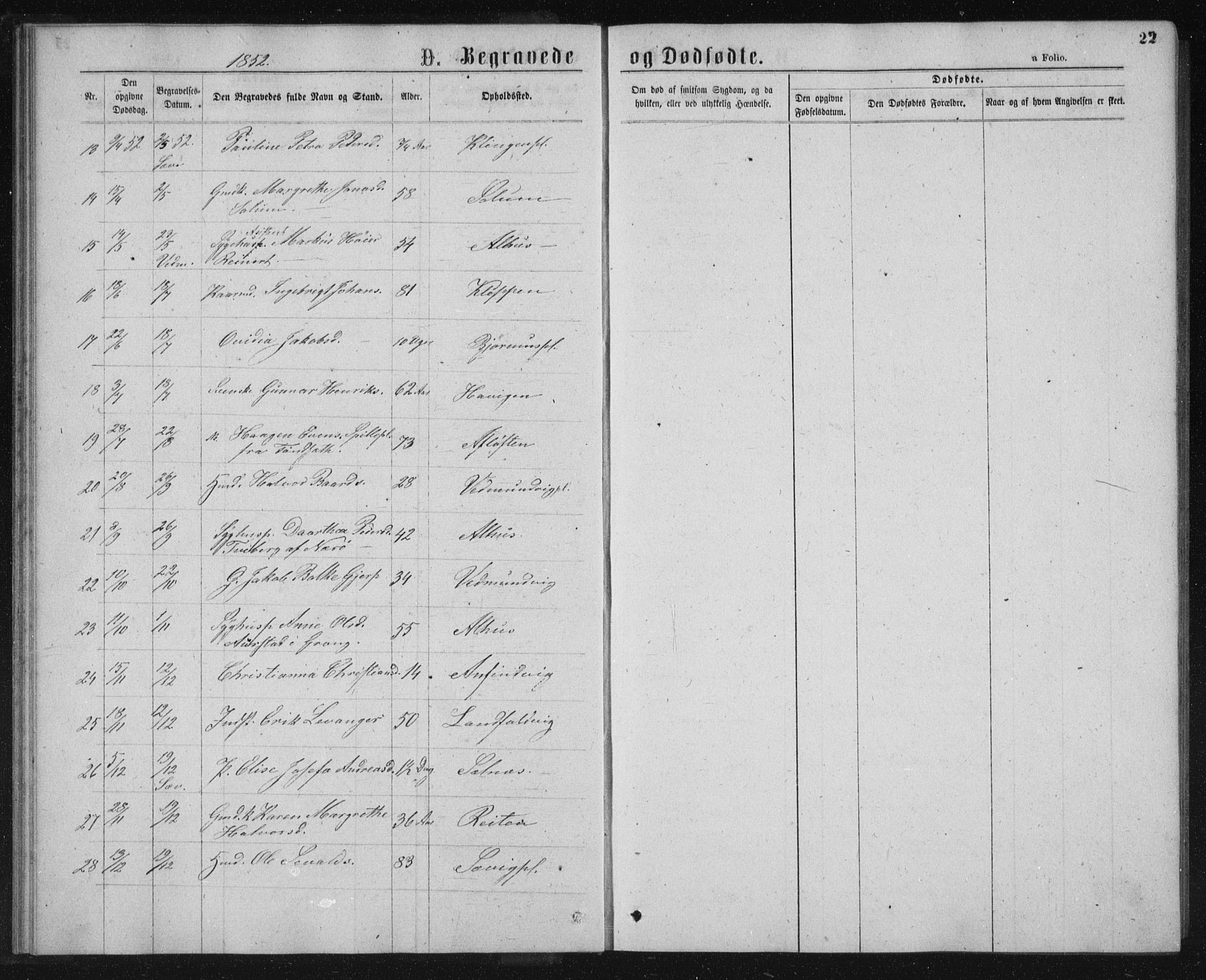 Ministerialprotokoller, klokkerbøker og fødselsregistre - Nord-Trøndelag, AV/SAT-A-1458/768/L0569: Parish register (official) no. 768A04, 1836-1865, p. 22