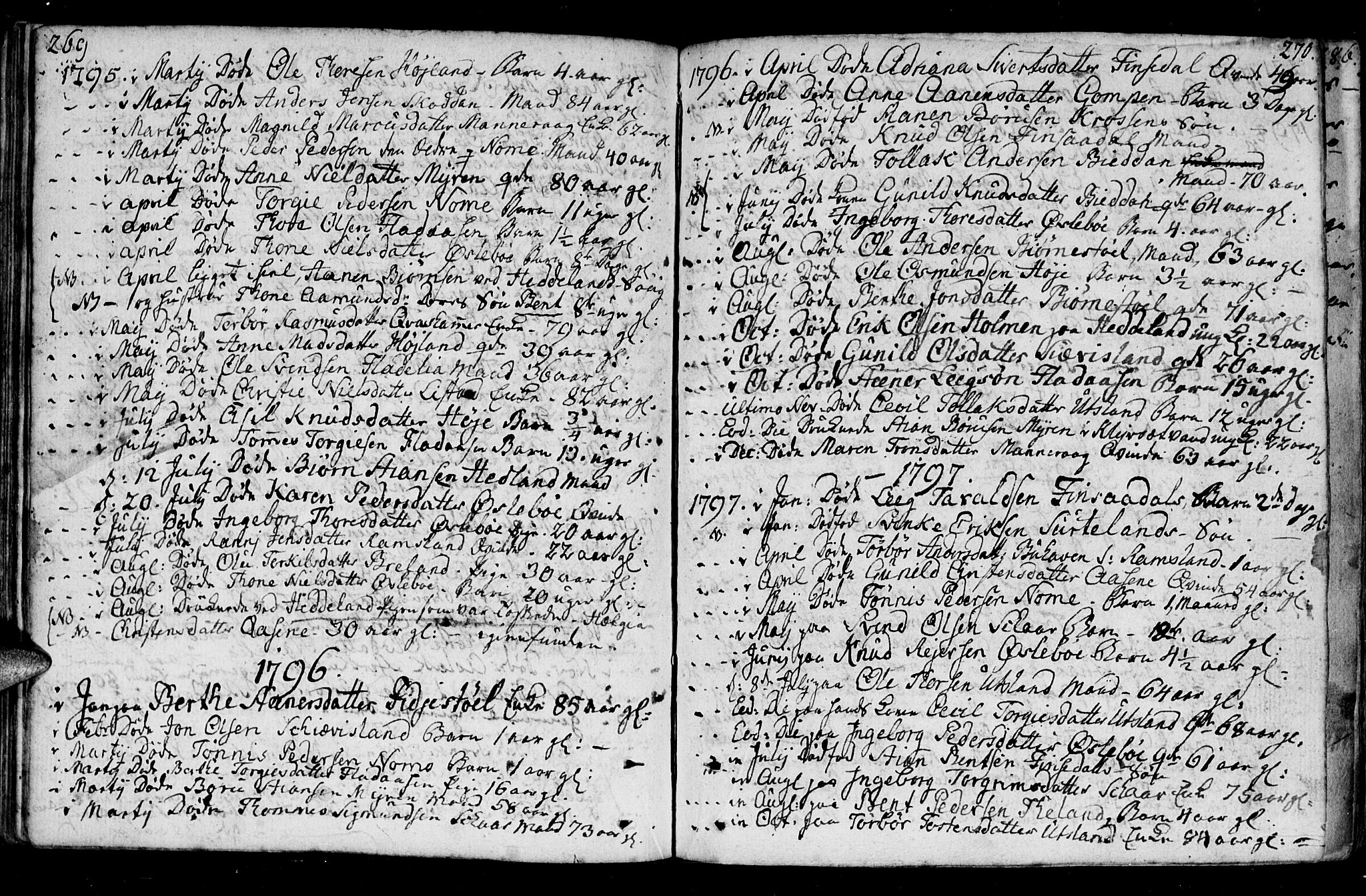 Holum sokneprestkontor, AV/SAK-1111-0022/F/Fa/Fac/L0001: Parish register (official) no. A 1, 1773-1820, p. 269-270