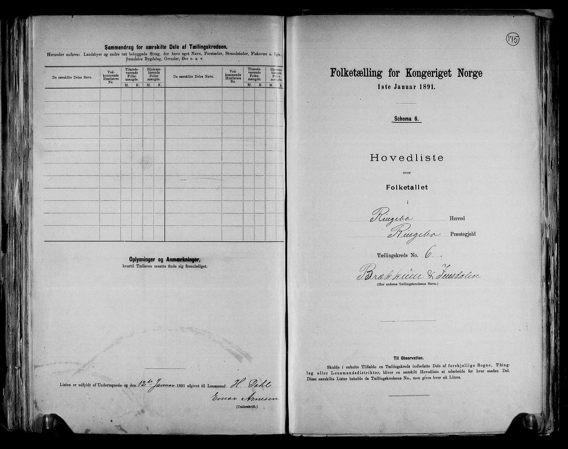 RA, 1891 census for 0520 Ringebu, 1891, p. 17