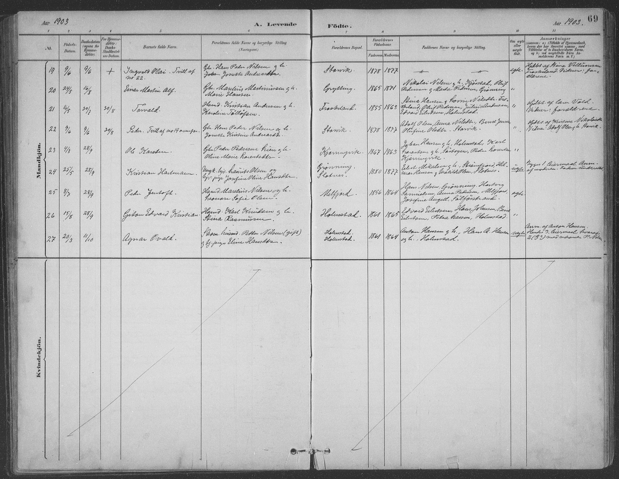 Ministerialprotokoller, klokkerbøker og fødselsregistre - Nordland, AV/SAT-A-1459/890/L1290: Parish register (copy) no. 890C01, 1882-1911, p. 69