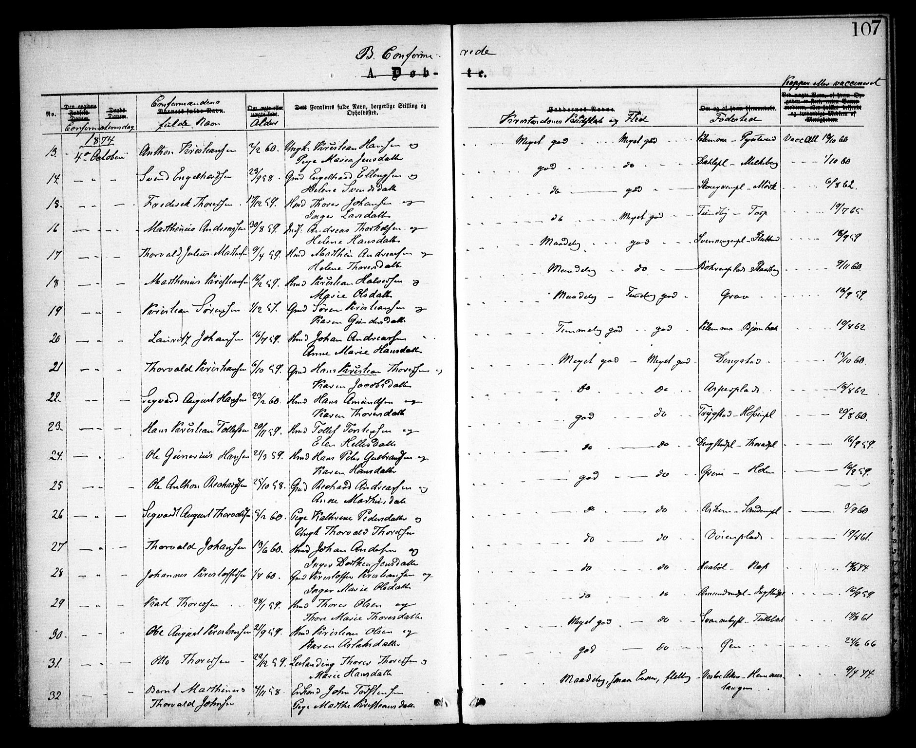 Spydeberg prestekontor Kirkebøker, SAO/A-10924/F/Fa/L0006: Parish register (official) no. I 6, 1863-1874, p. 107