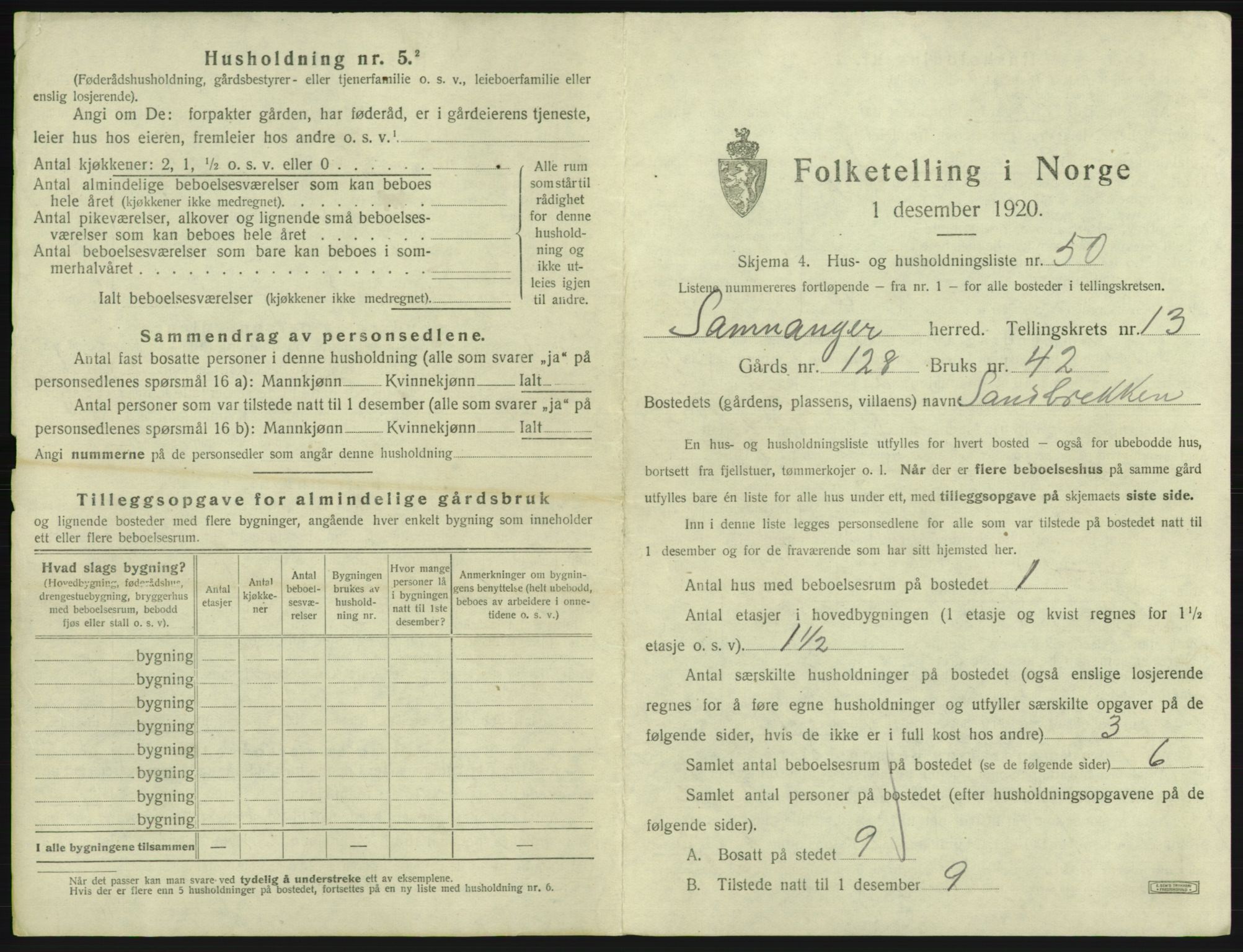 SAB, 1920 census for Samnanger, 1920, p. 778