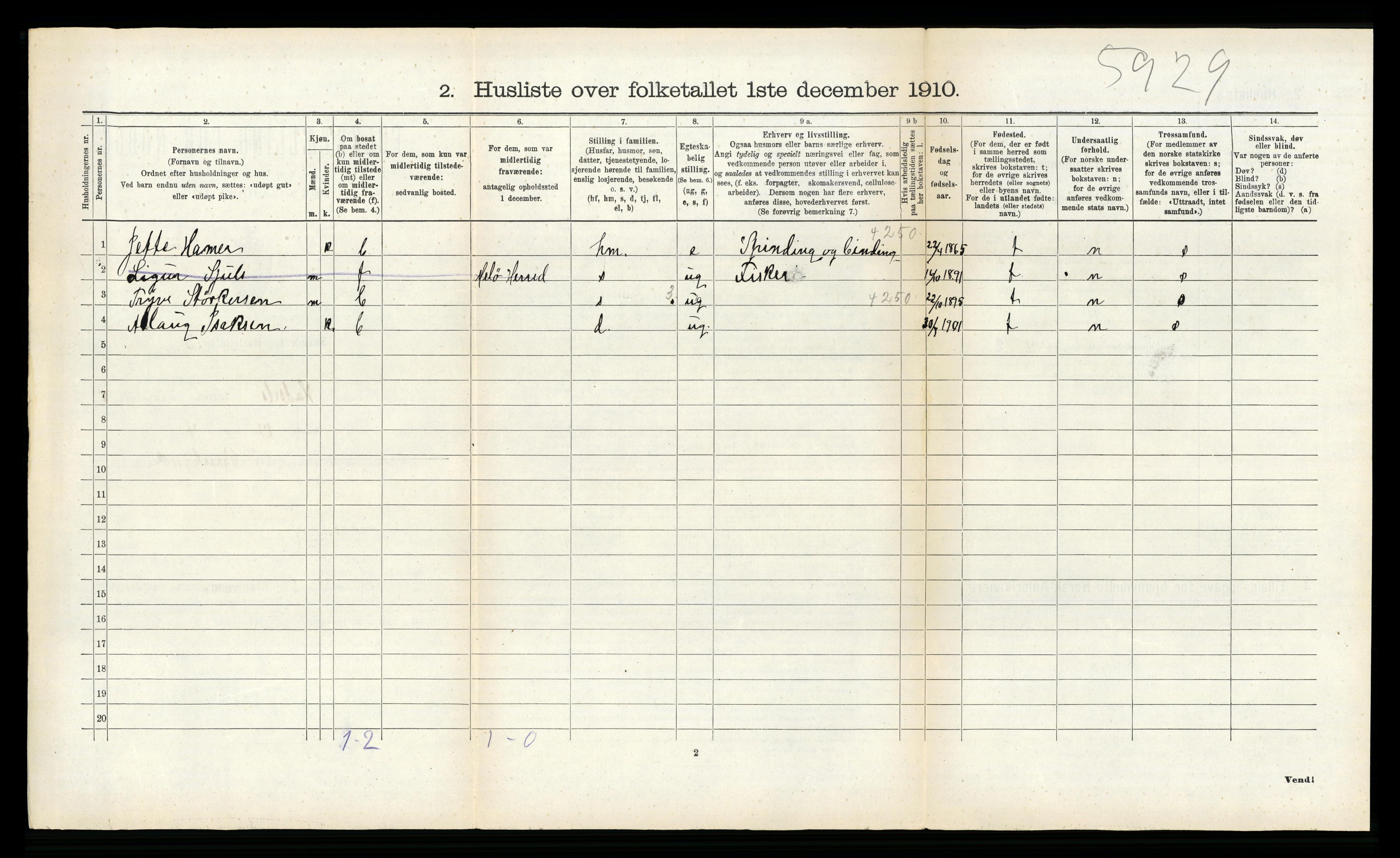 RA, 1910 census for Hadsel, 1910, p. 554