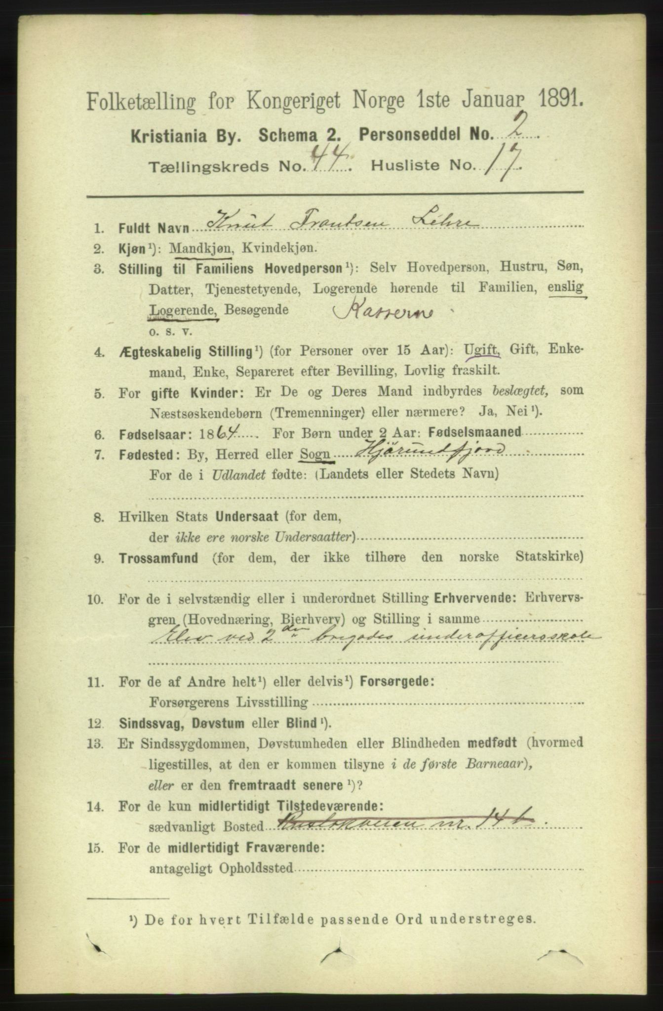 RA, 1891 census for 0301 Kristiania, 1891, p. 27117
