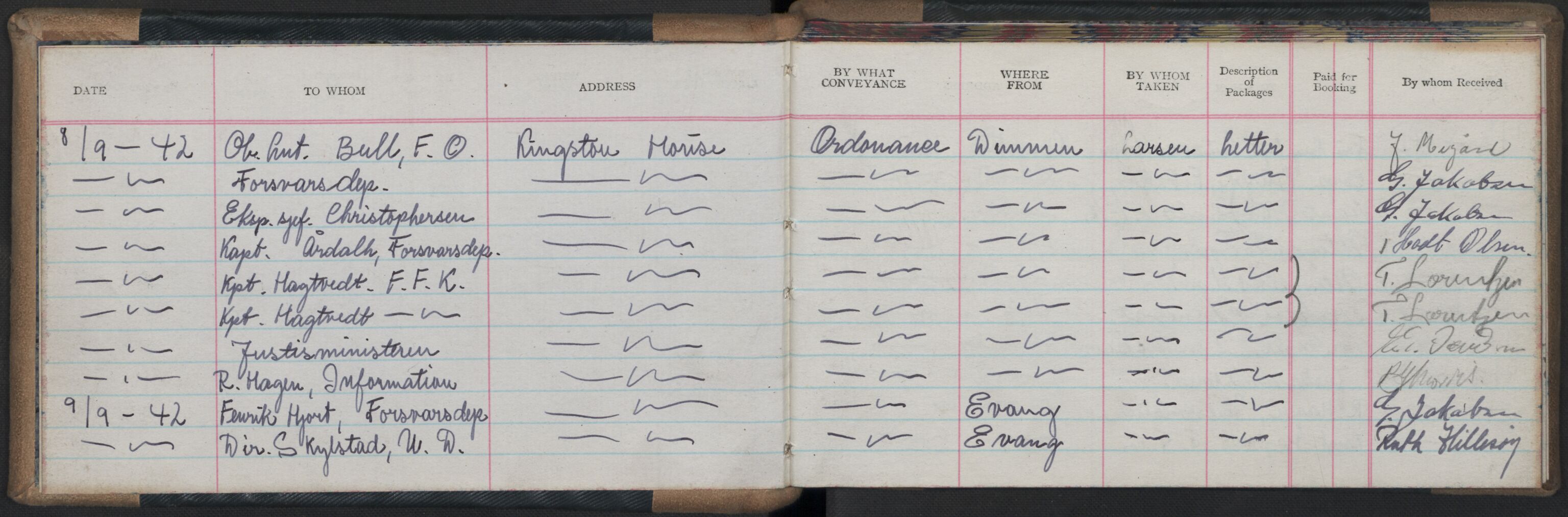 Forsvarets Overkommando. 2. kontor. Arkiv 8.3 (FO.II/8.3). Korrespondanse FD/E og FO.II, AV/RA-RAFA-7141/Dac/Dacb/L0003: Utgående postjournaler, 1941-1943, p. 340