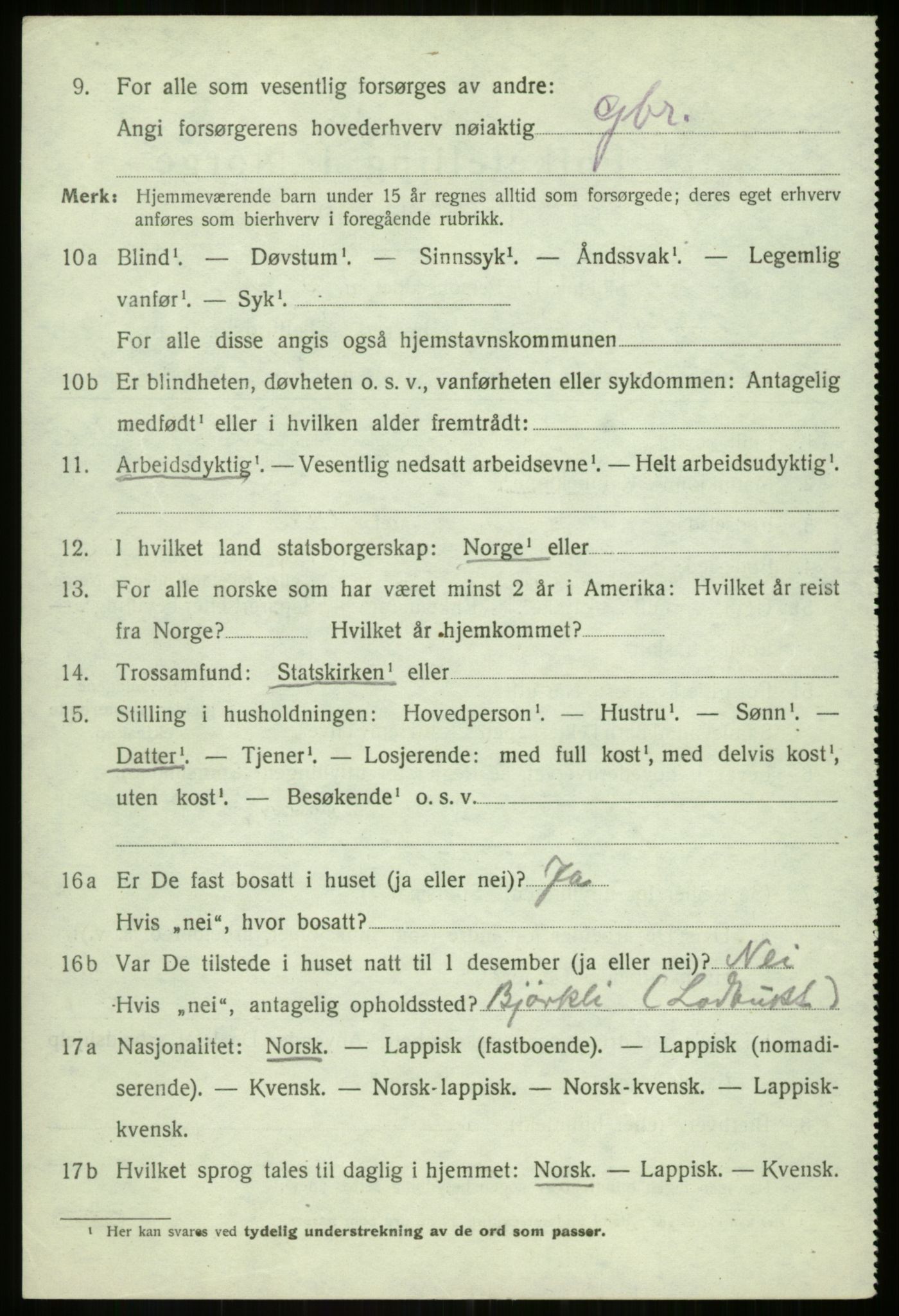 SATØ, 1920 census for Balsfjord, 1920, p. 3119