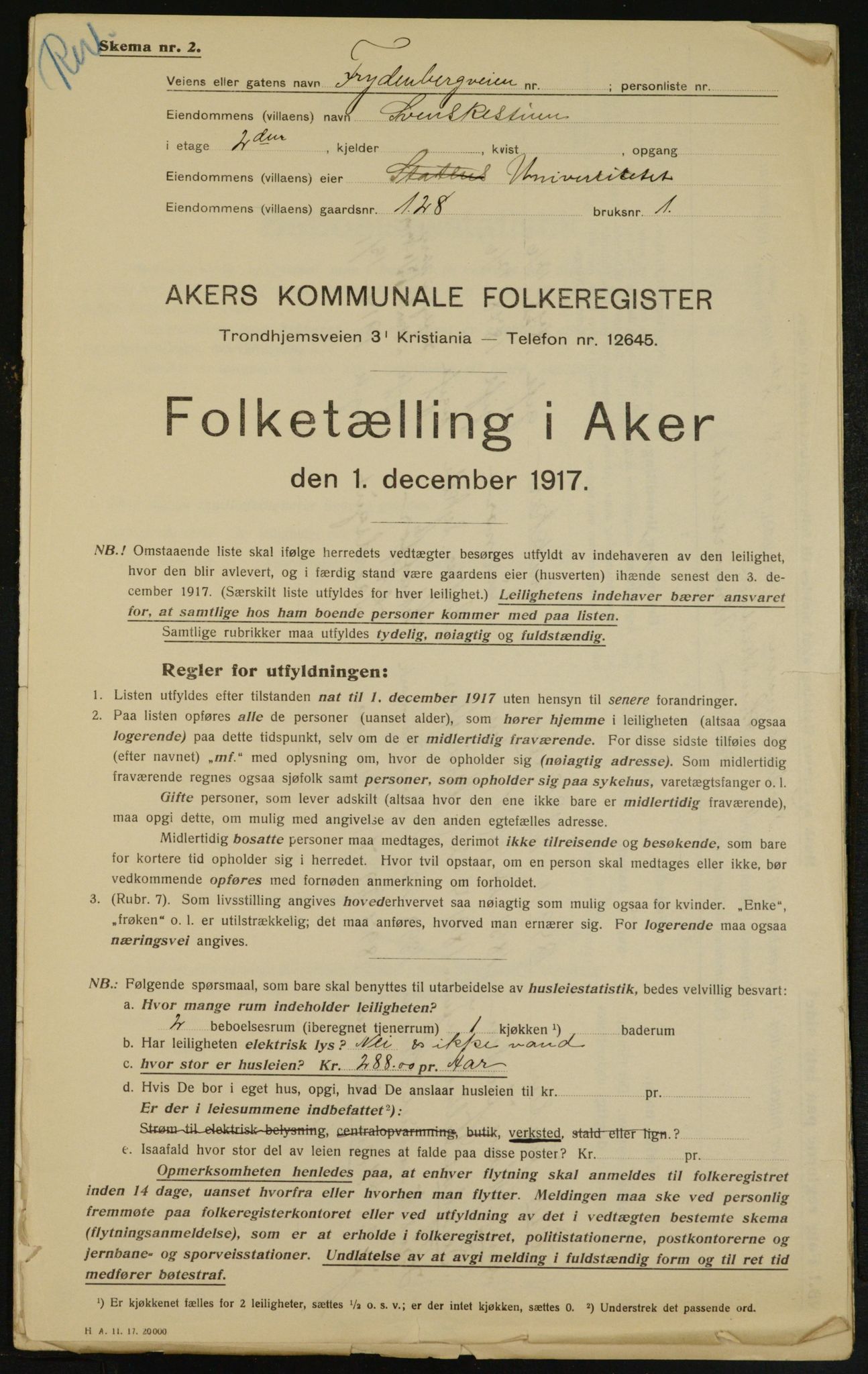 OBA, Municipal Census 1917 for Aker, 1917, p. 29512