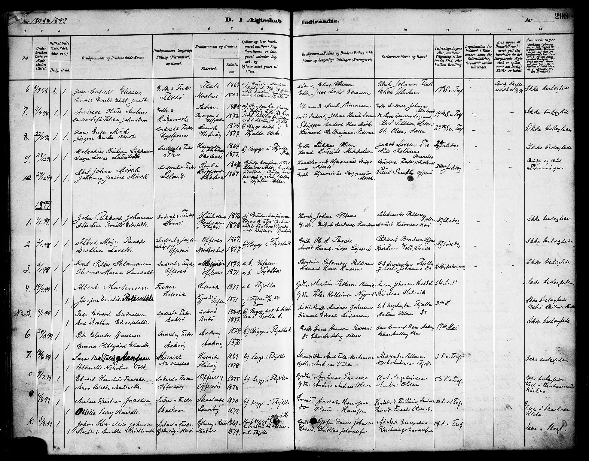 Ministerialprotokoller, klokkerbøker og fødselsregistre - Nordland, AV/SAT-A-1459/817/L0268: Parish register (copy) no. 817C03, 1884-1920, p. 298