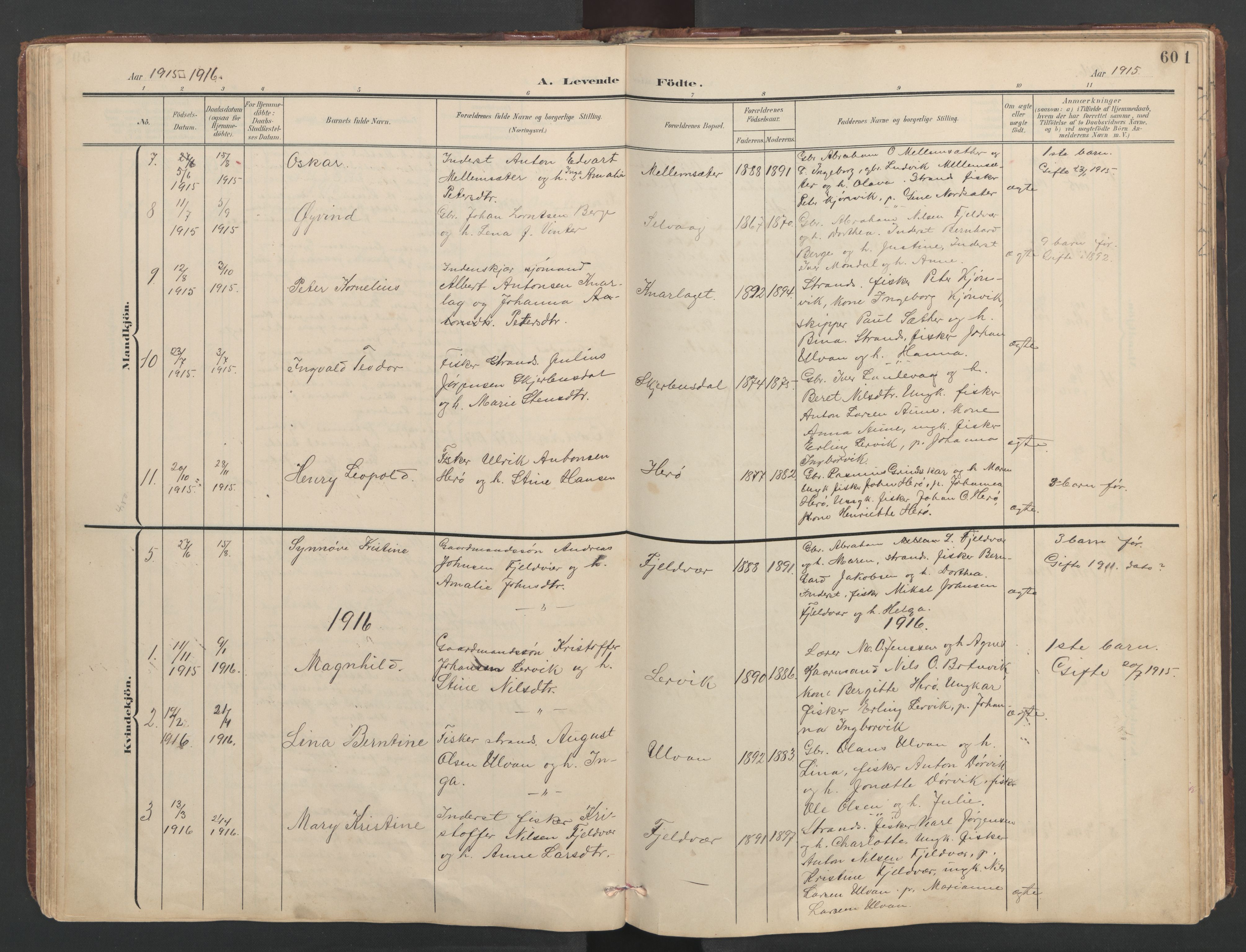Ministerialprotokoller, klokkerbøker og fødselsregistre - Sør-Trøndelag, SAT/A-1456/638/L0571: Parish register (copy) no. 638C03, 1901-1930, p. 60