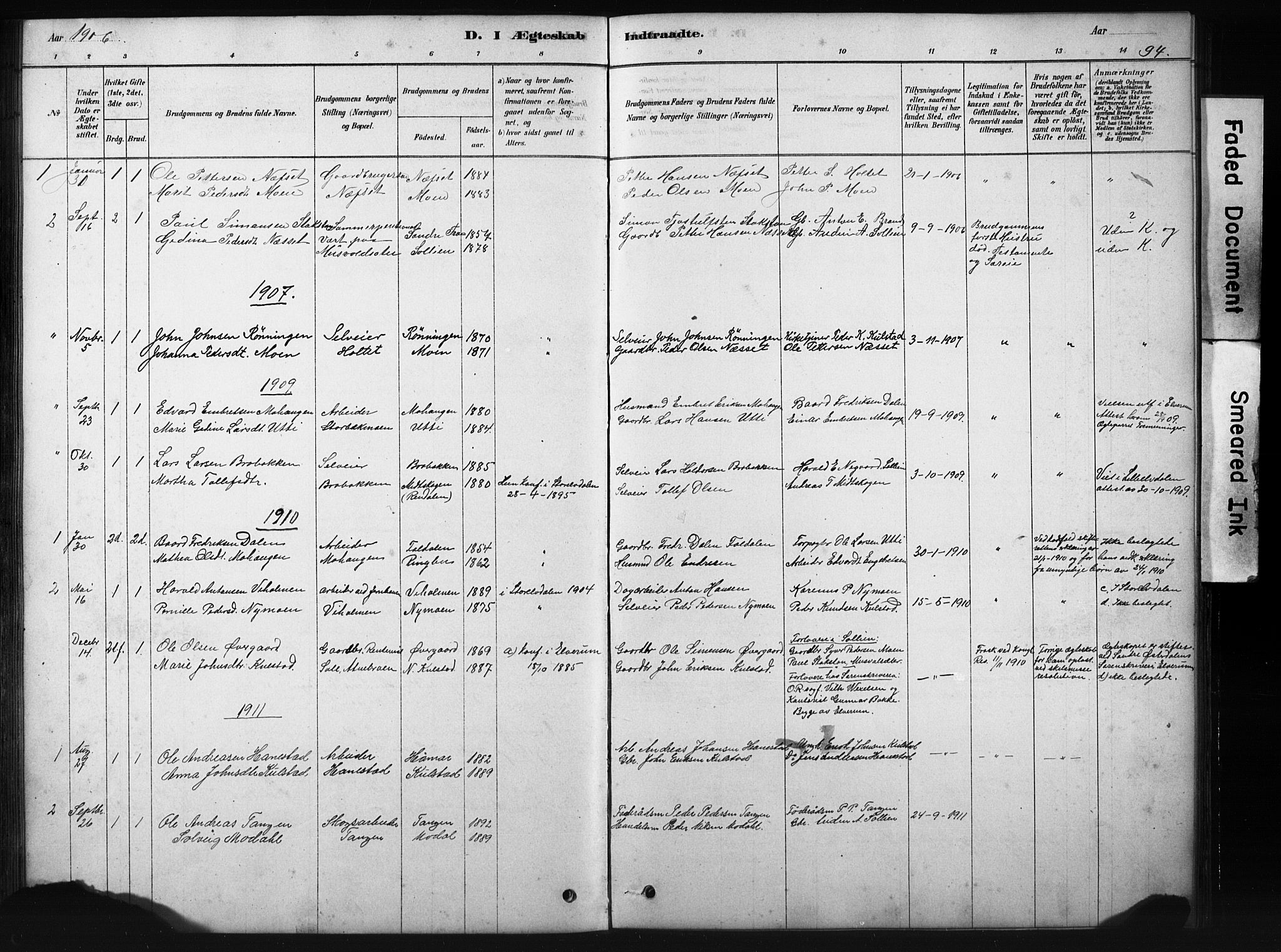 Sollia prestekontor, SAH/PREST-050/H/Ha/Hab/L0002: Parish register (copy) no. 2, 1880-1933, p. 94