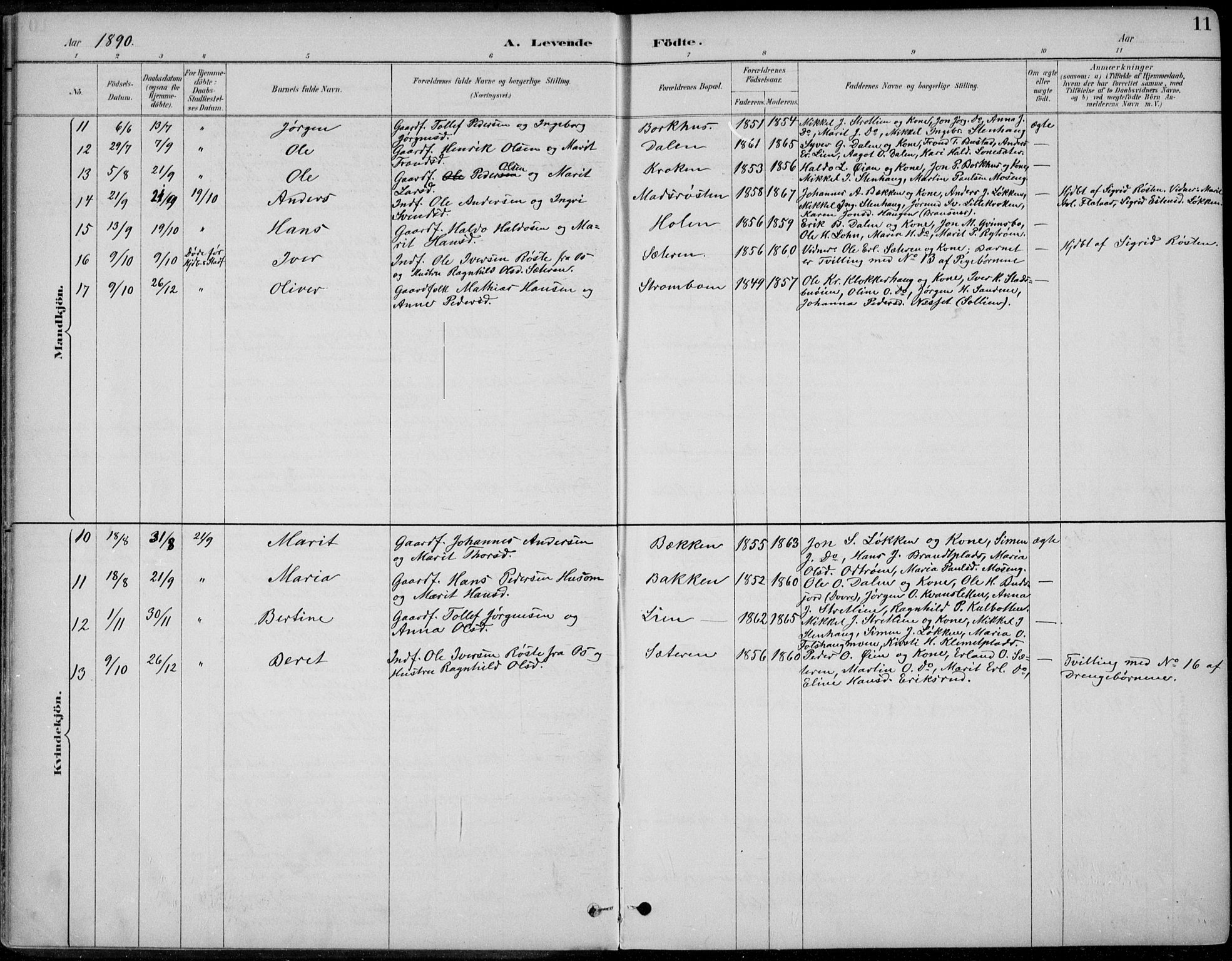 Alvdal prestekontor, AV/SAH-PREST-060/H/Ha/Haa/L0003: Parish register (official) no. 3, 1886-1912, p. 11