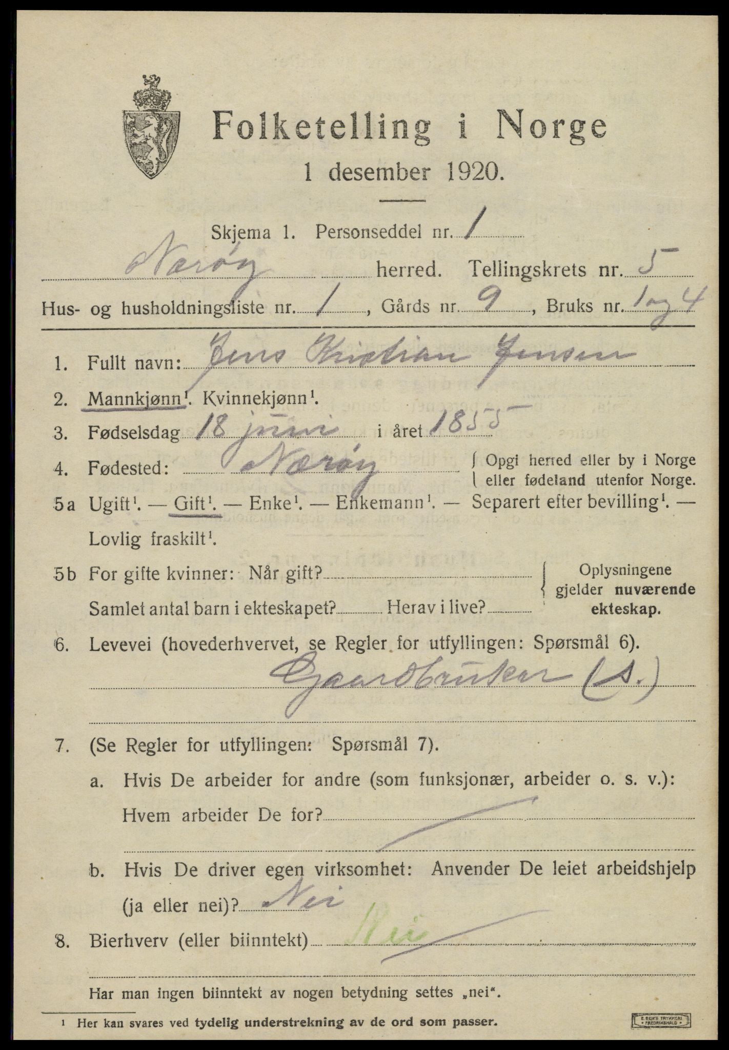 SAT, 1920 census for Nærøy, 1920, p. 2439